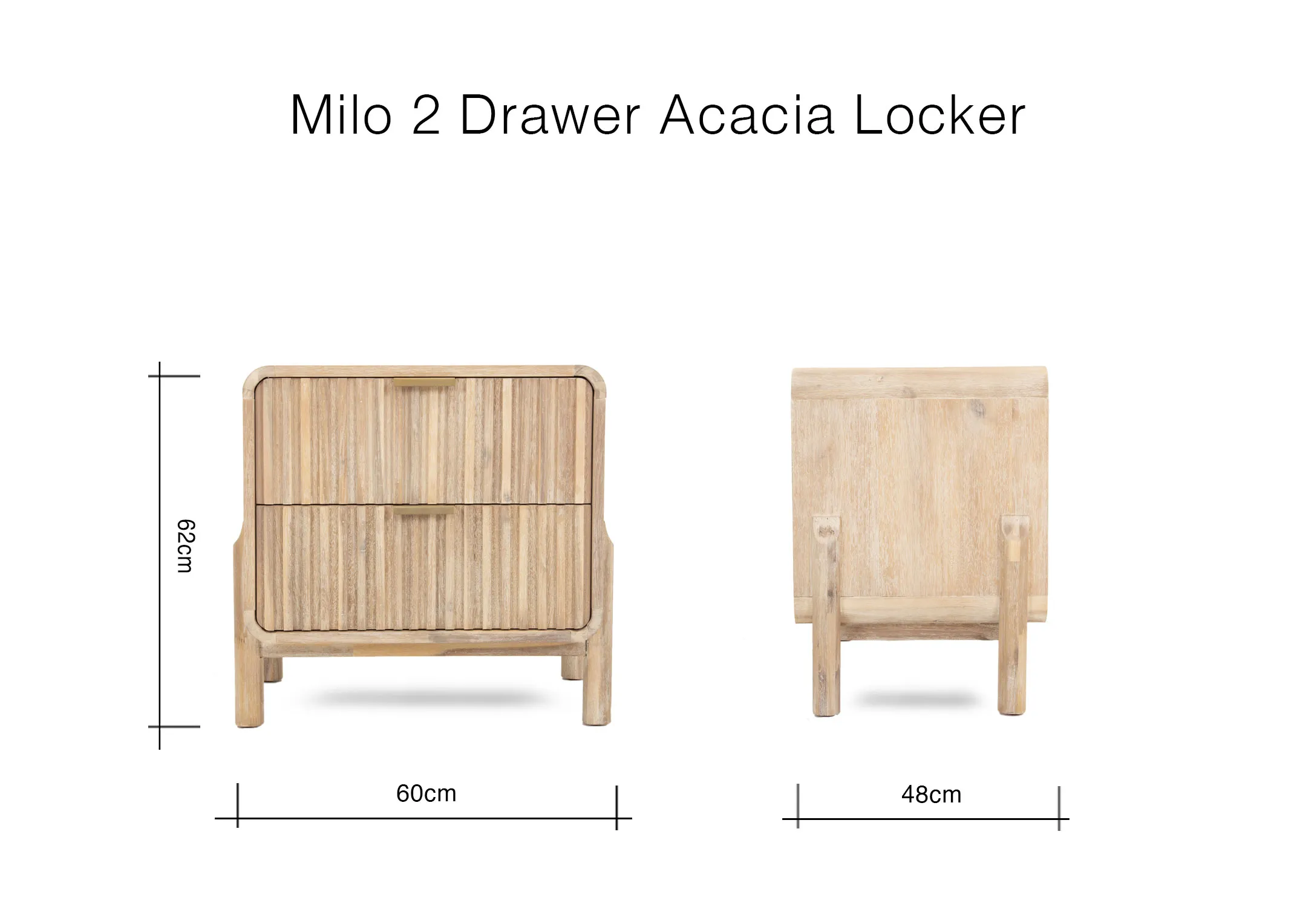 A lifestyle image of the Milo locker with matching bedframe and Renn table lamp.