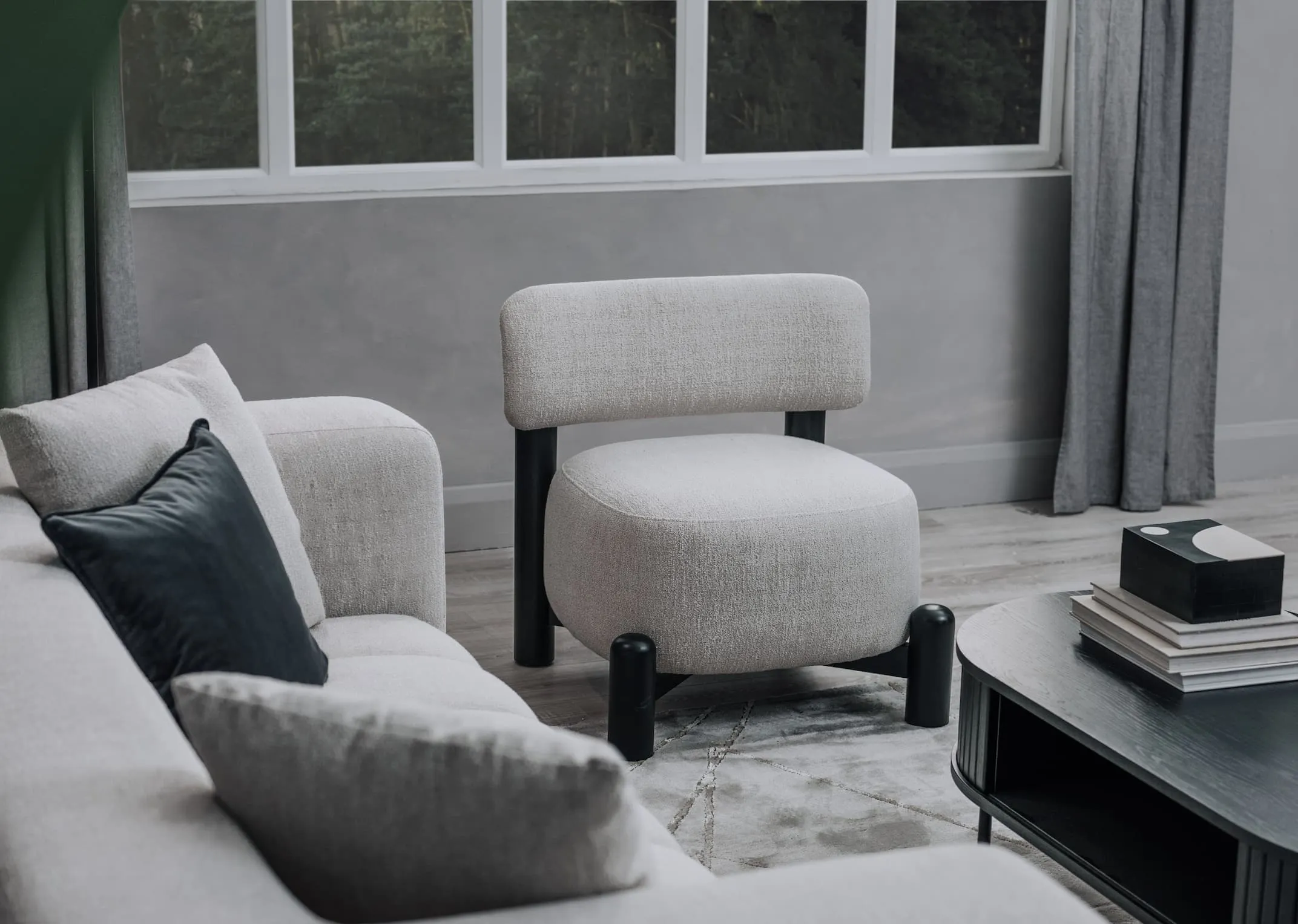 Off-White Fabric Accent Chair - Ember