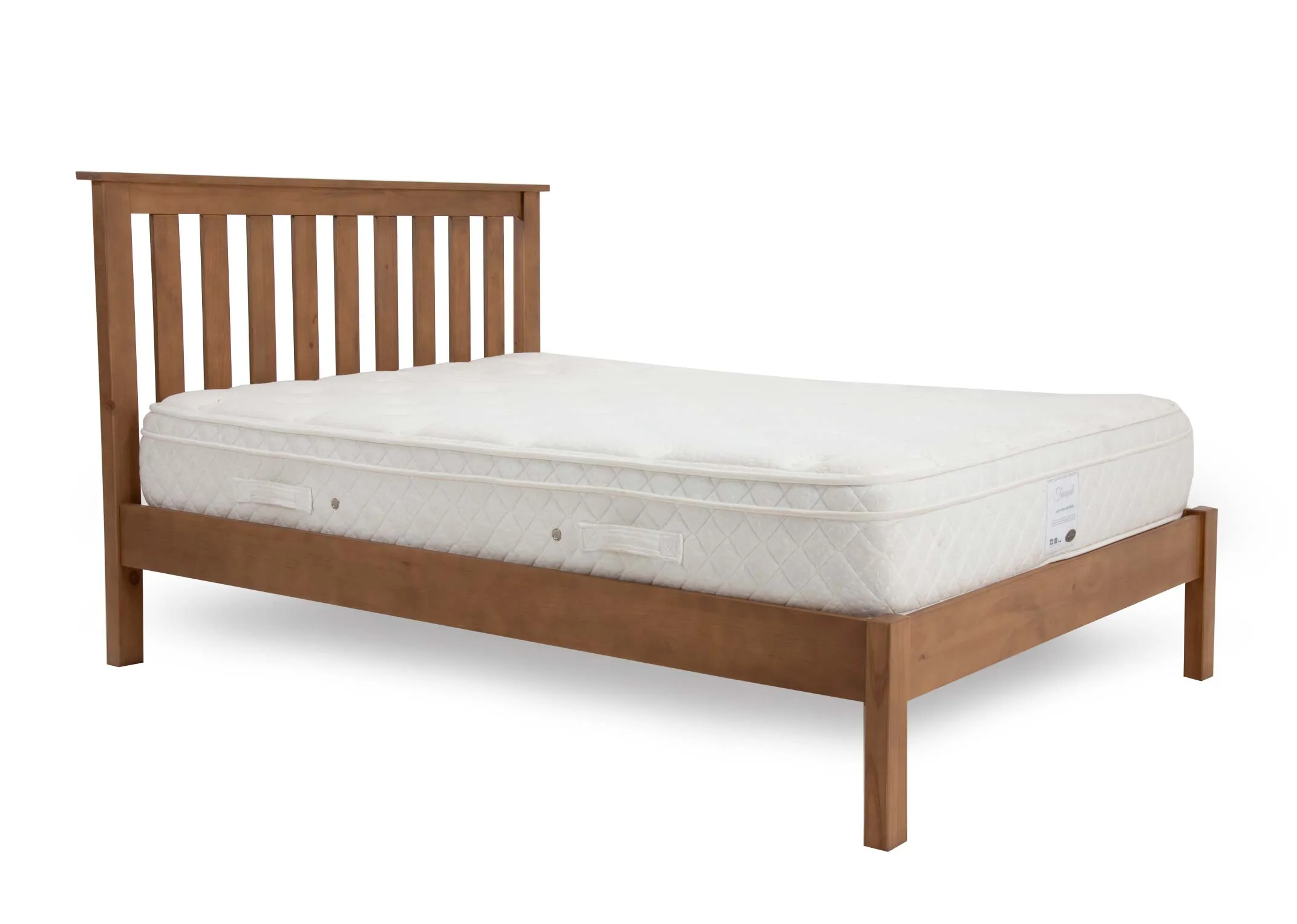 A small double 4ft rustic bed frame from EZ Livings Atlas range. Angled view with mattress not included.