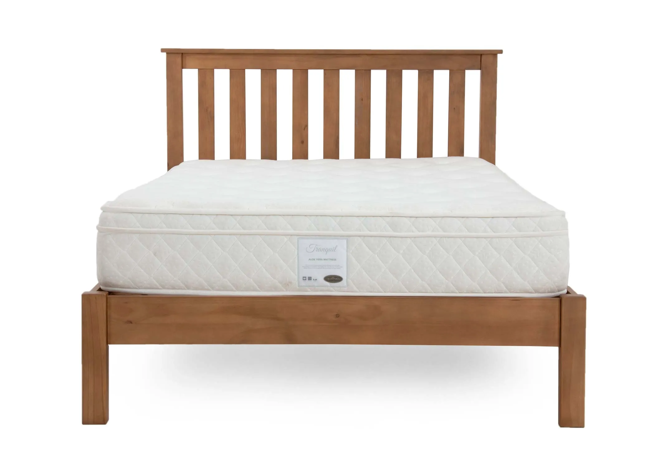 A double 4ft6 rustic bed frame from EZ Livings Atlas range. Front view of high ladder headboard
