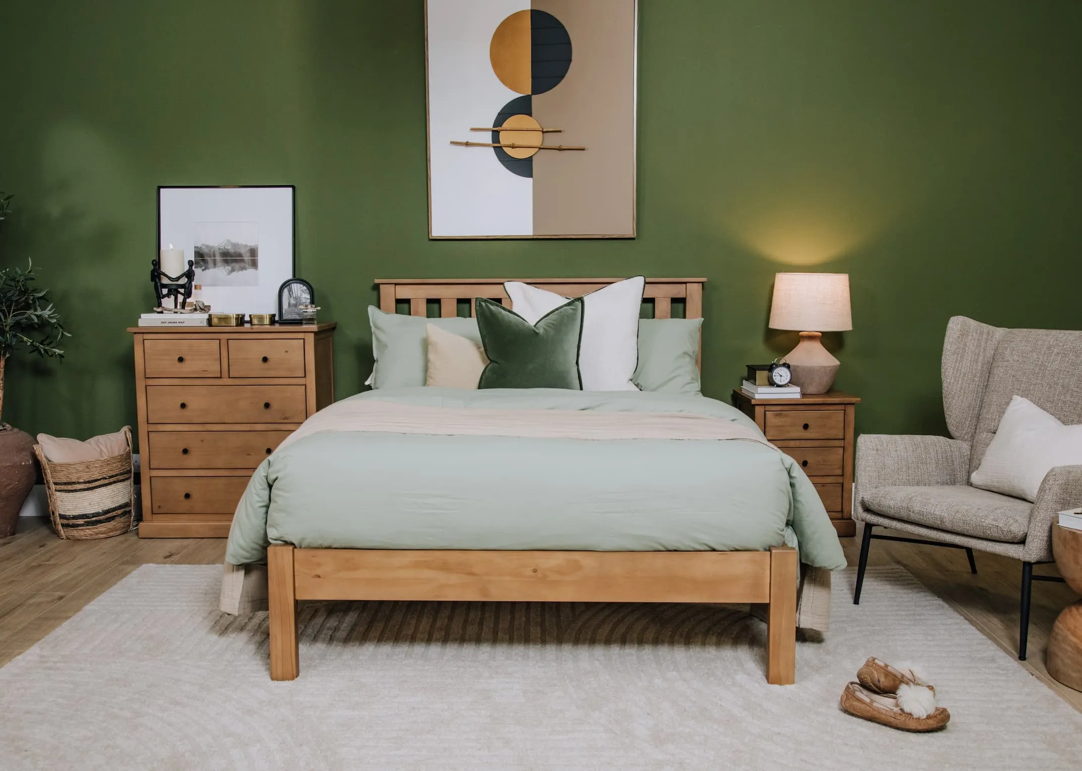 A king size 5ft rustic bed frame from EZ Livings Atlas range. Back view of slat wood base.