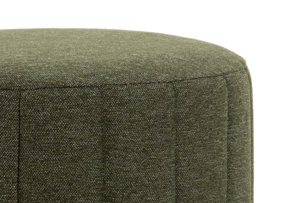 A green fabric footstool from EZ Livings Alexo range.