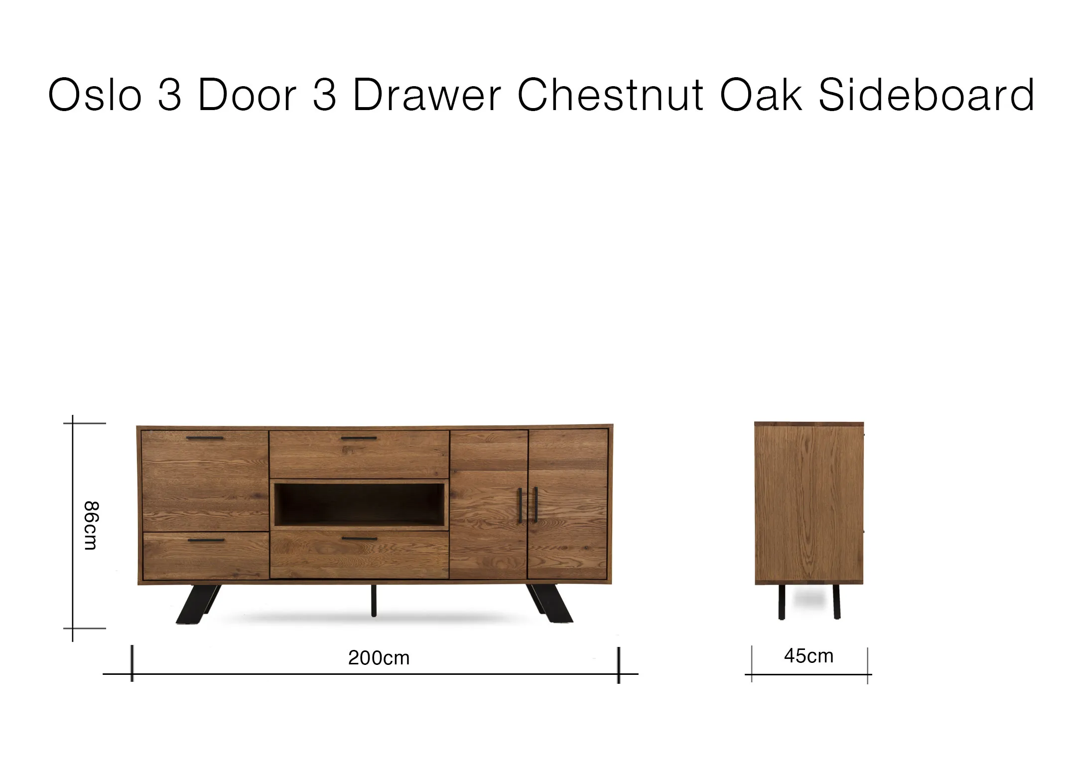 A lifestyle image of the Oslo sideboard with Lohas lamp and Farley mirror