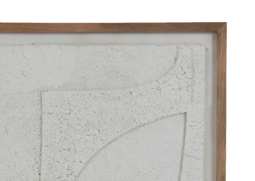 A white 3D paper mache picture from EZ Livings Bundi range.Closeup of textured print
