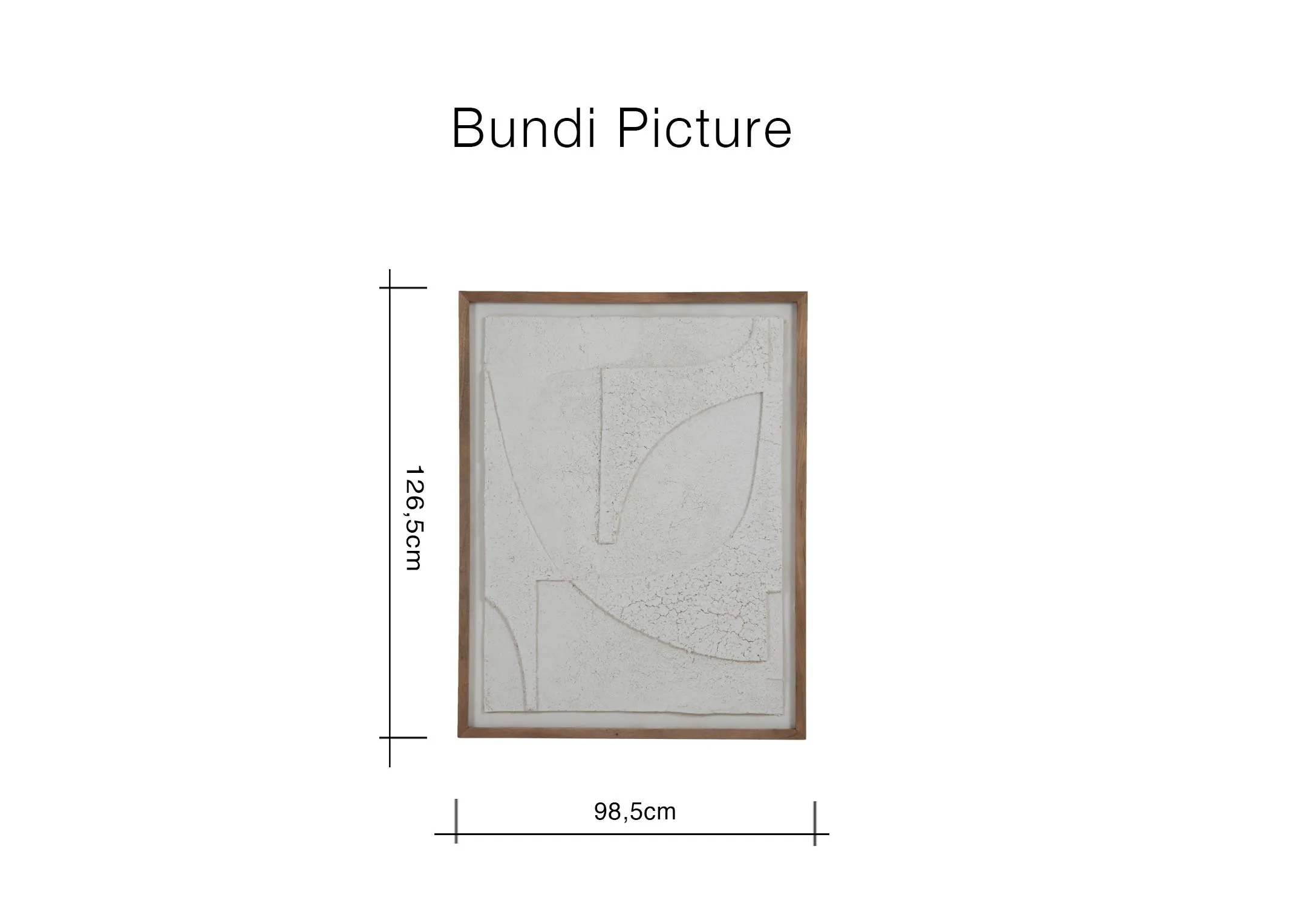 A dimension image of the Bundi Picture with 98.5cm x 129.5cm