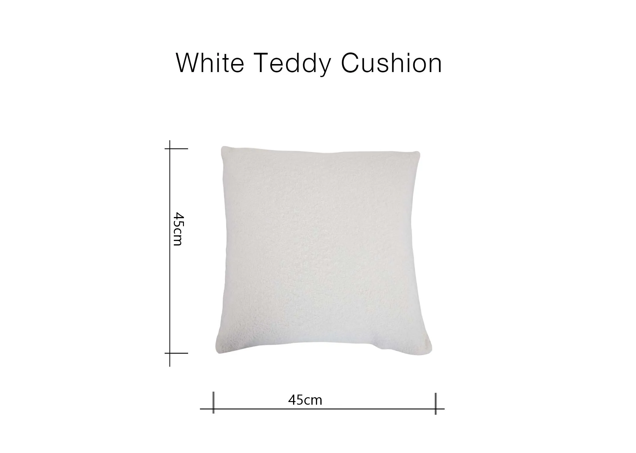 A dimension image of White Teddy Cushion with 45cm x 45cm