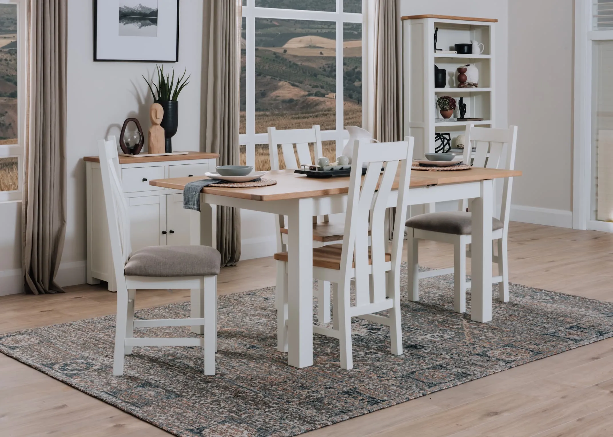 White & Oak Extendable Dining Table - Barleycove