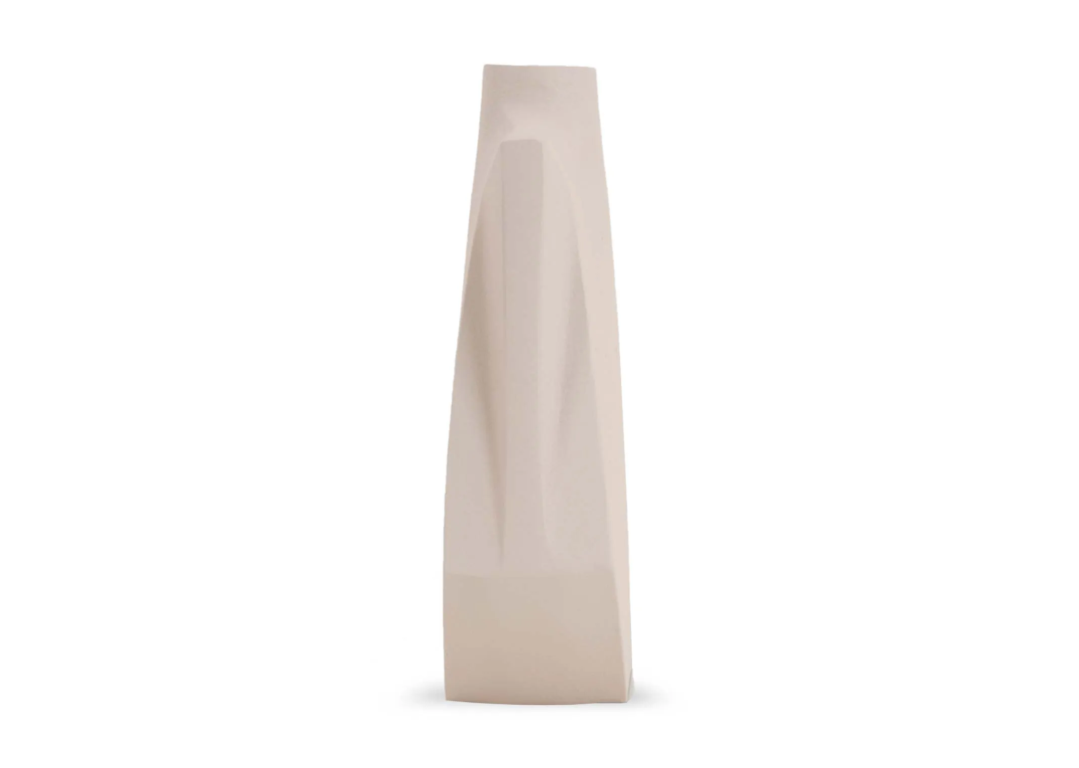 A cream angular vase from EZ Livings Mahaka range.Side view