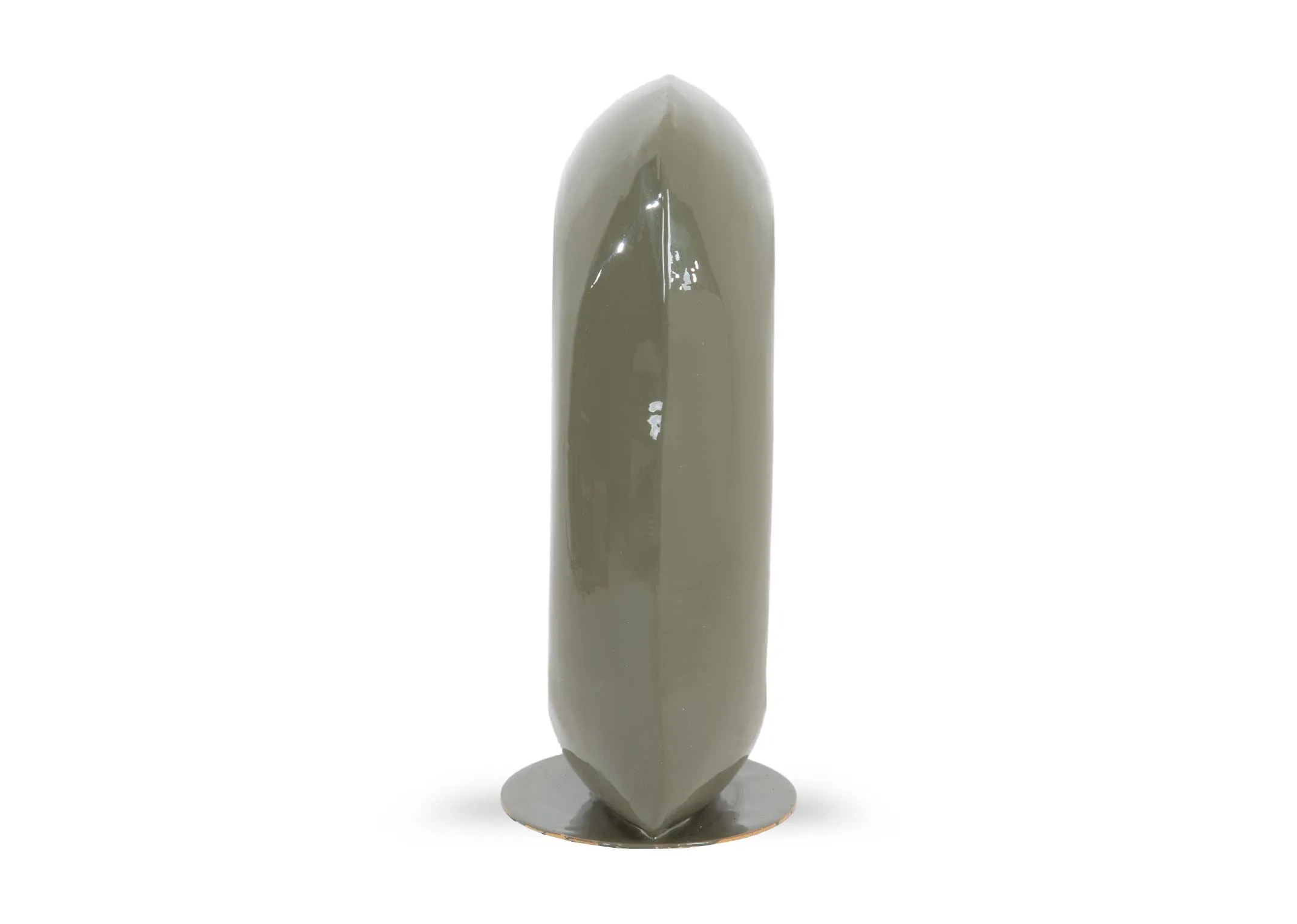 A square green enamel table lamp from EZ Livings Watson range.Side view of glossy finish