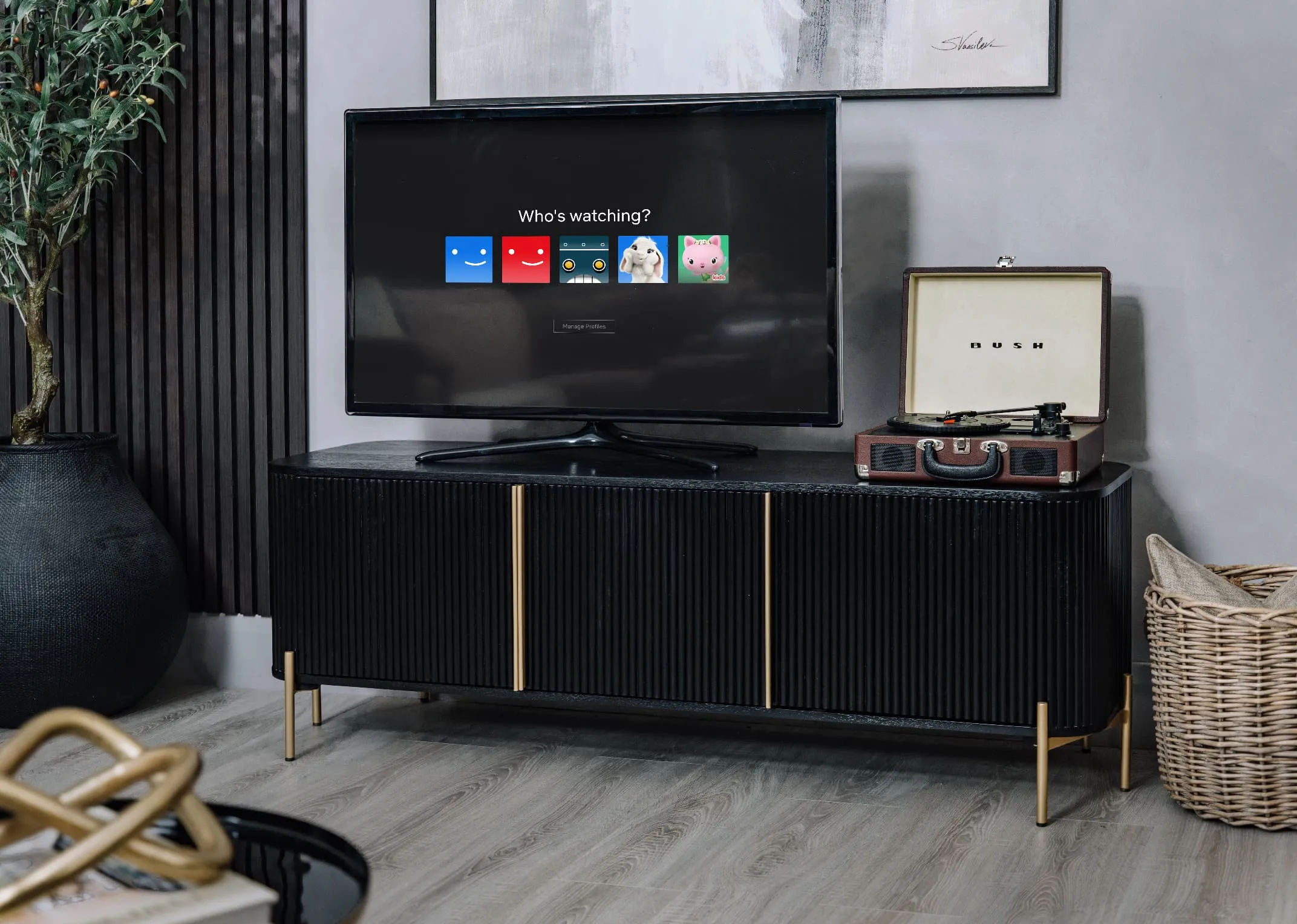 2 Door Black Mango TV Unit - Rego