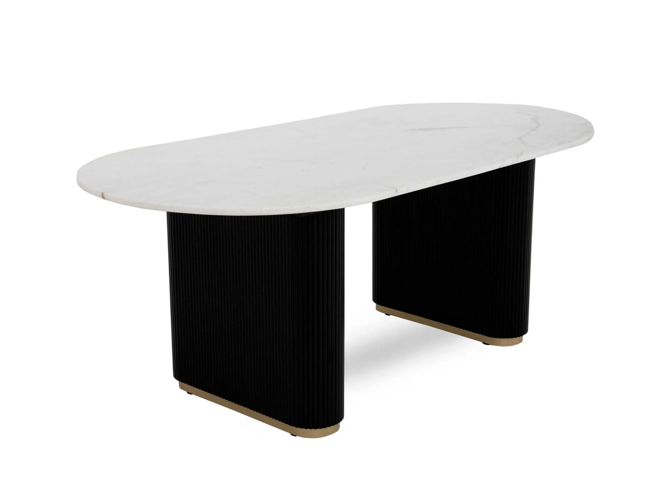 Marble & Black Mango Oval Dining Table - Rego