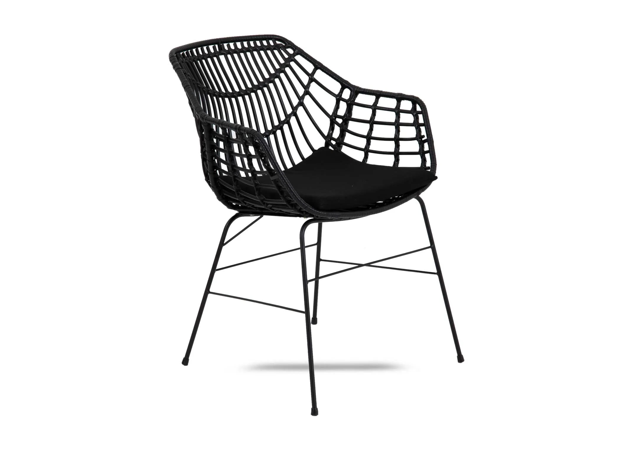 Black Wicker Garden Dining Chair - Porto