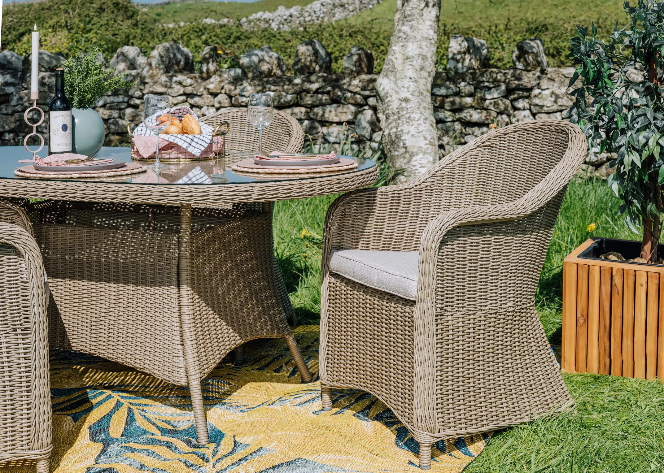 Rattan Round Back Outdoor Dining Chair - Seville