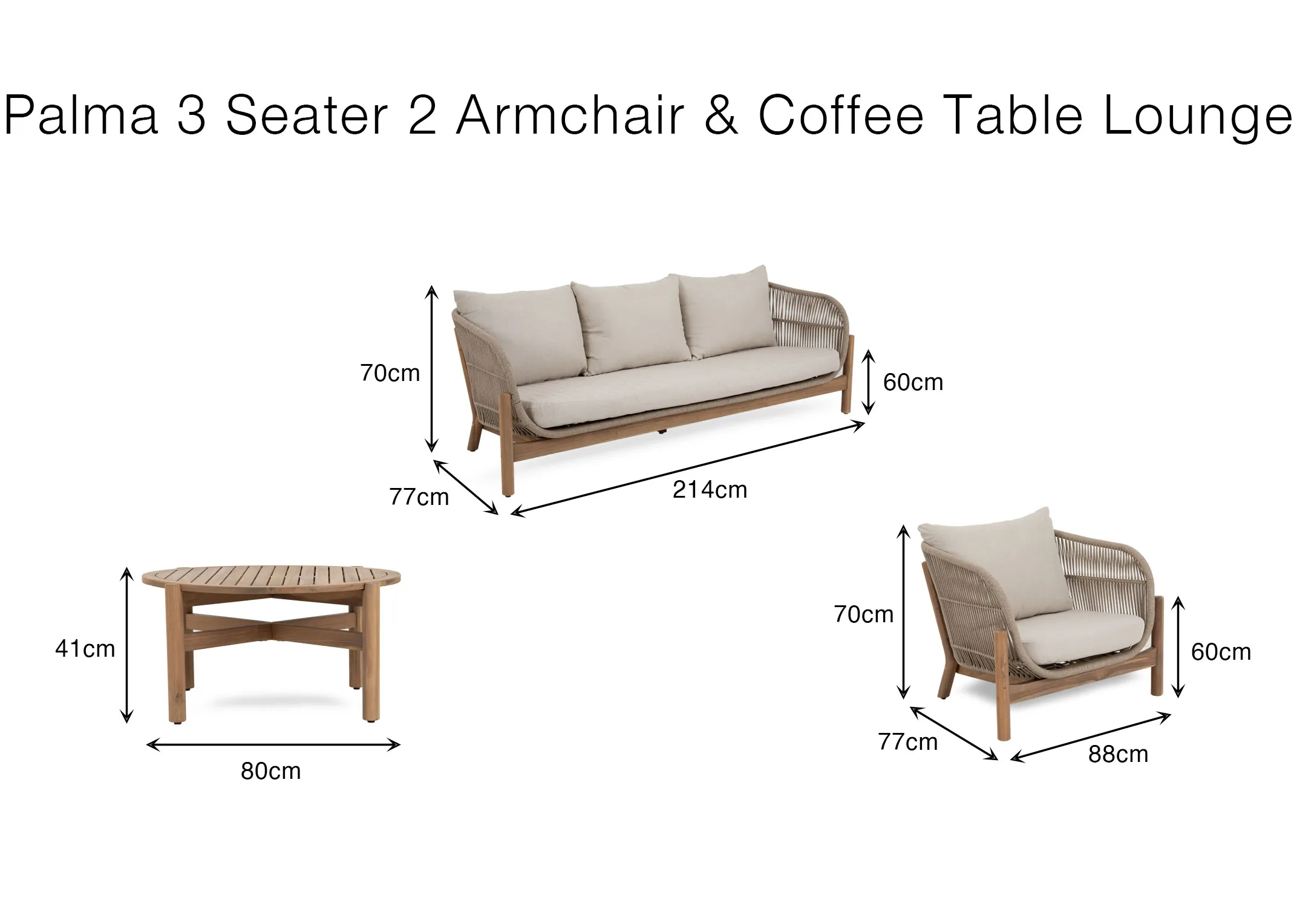 A dimension image of La Palma Lounge Set