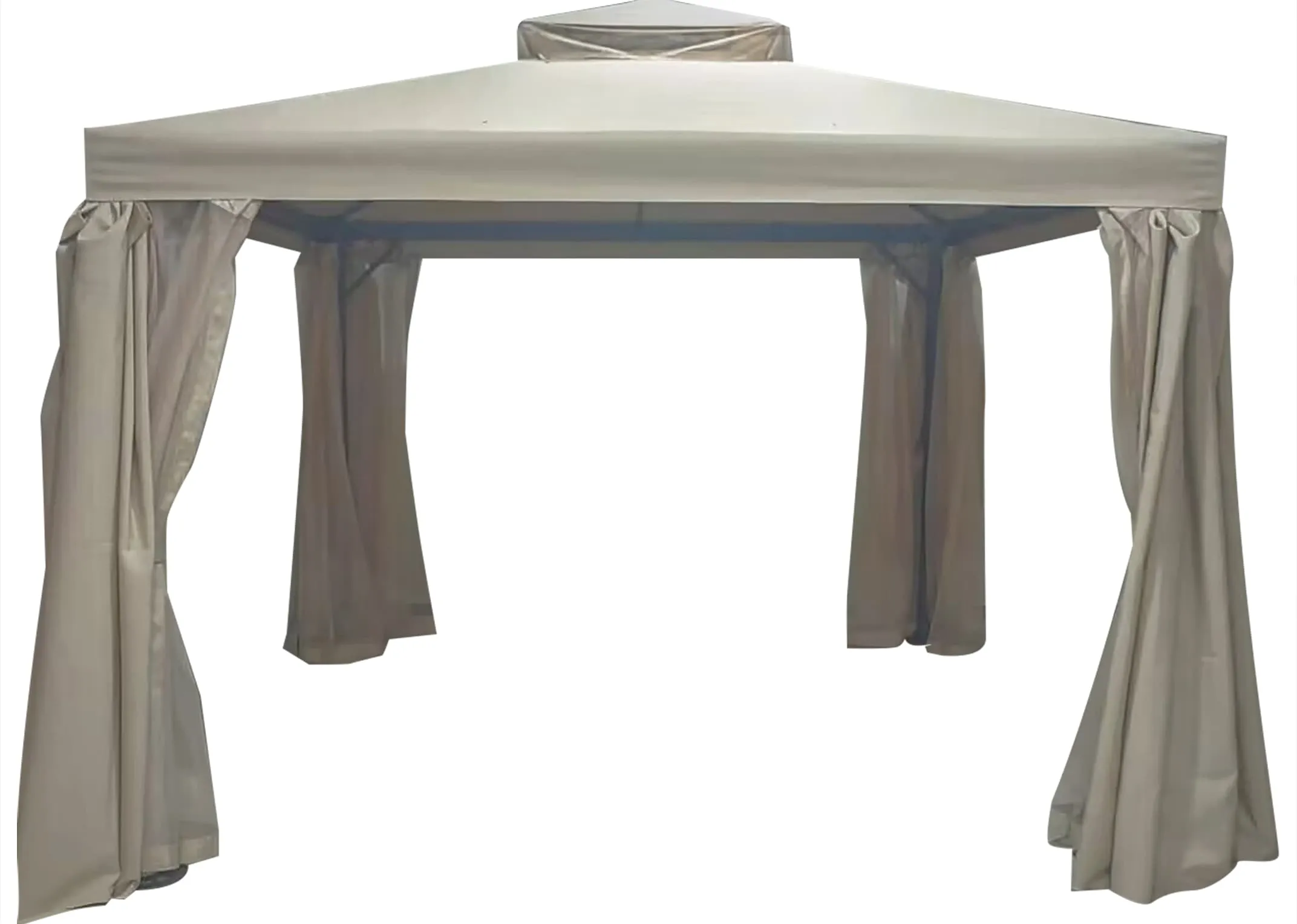 A beige garden gazebo from EZ Livings Alhambra Range. Front view