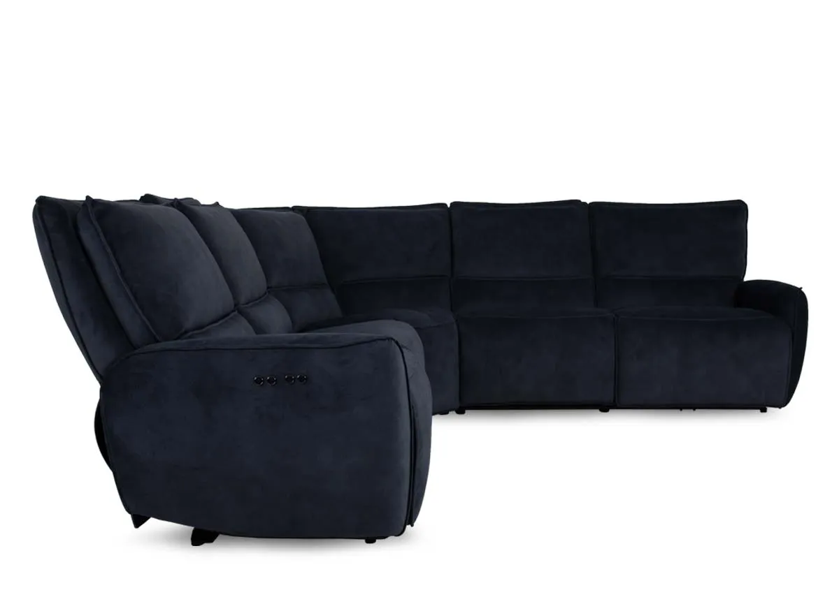 A medium dark grey fabric corner sofa from EZ Livings Quentin range. Side view