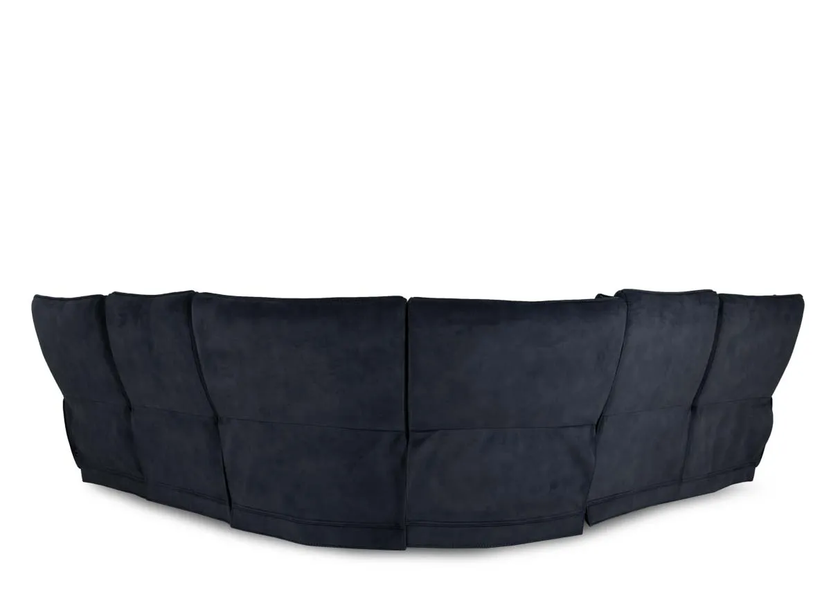 A medium dark grey fabric corner sofa from EZ Livings Quentin range. Back view of warrantied frame