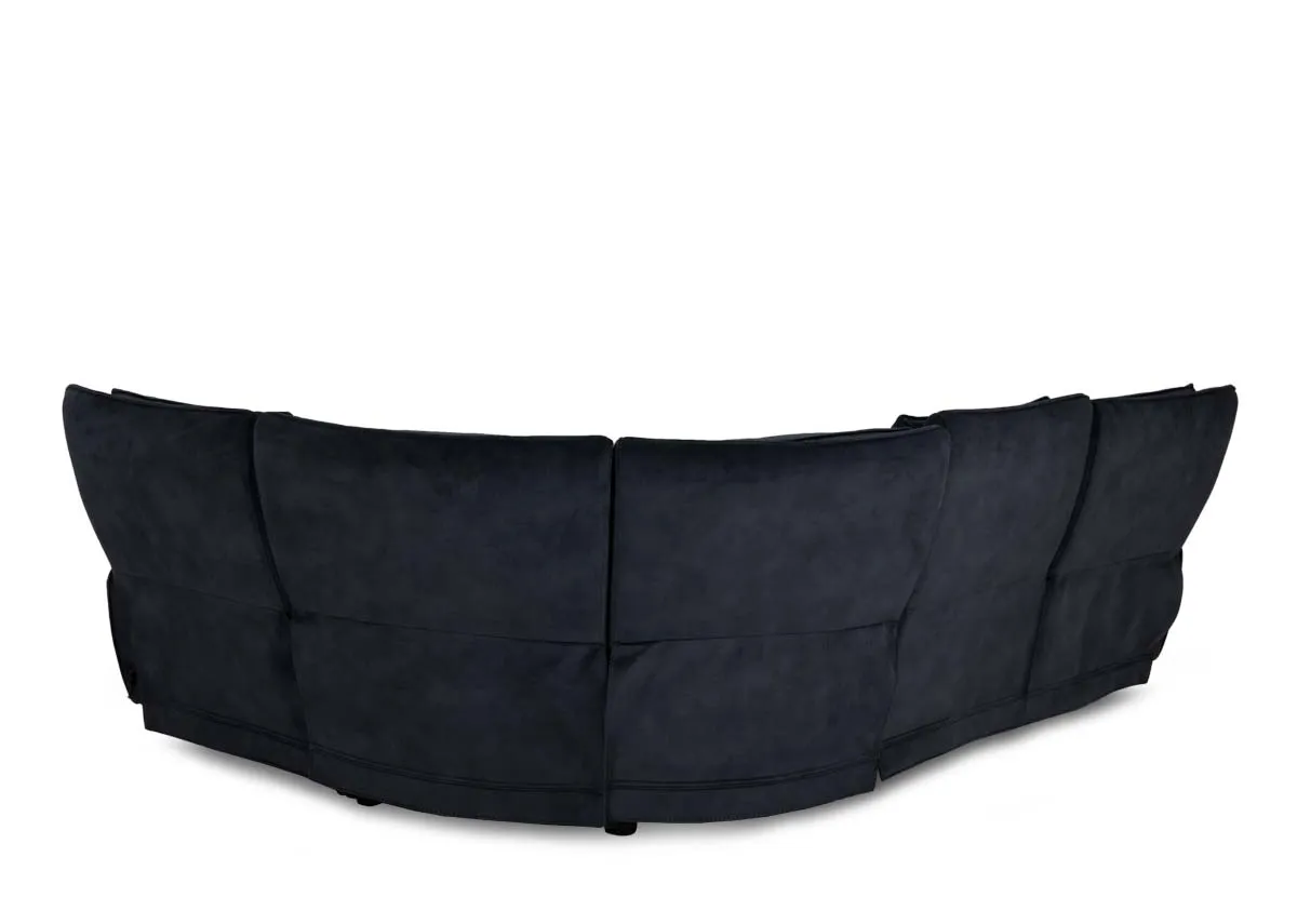 A small dark grey fabric corner sofa from EZ Livings Quentin range. Back of warrantied sofa