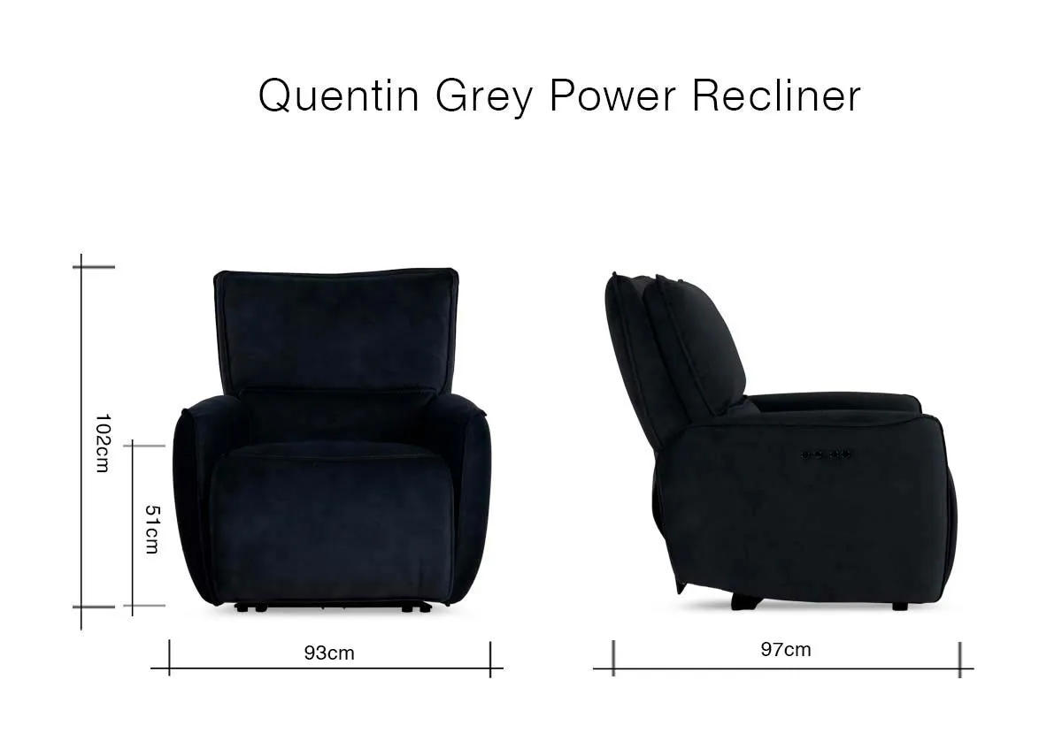 A dimension image of the Quentin Recliner with 93cm x 97cm x 102cm