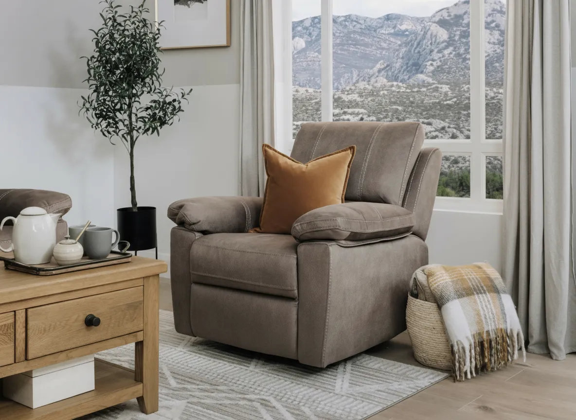 Sultry Grey Fabric Recliner Rocker - Michigan