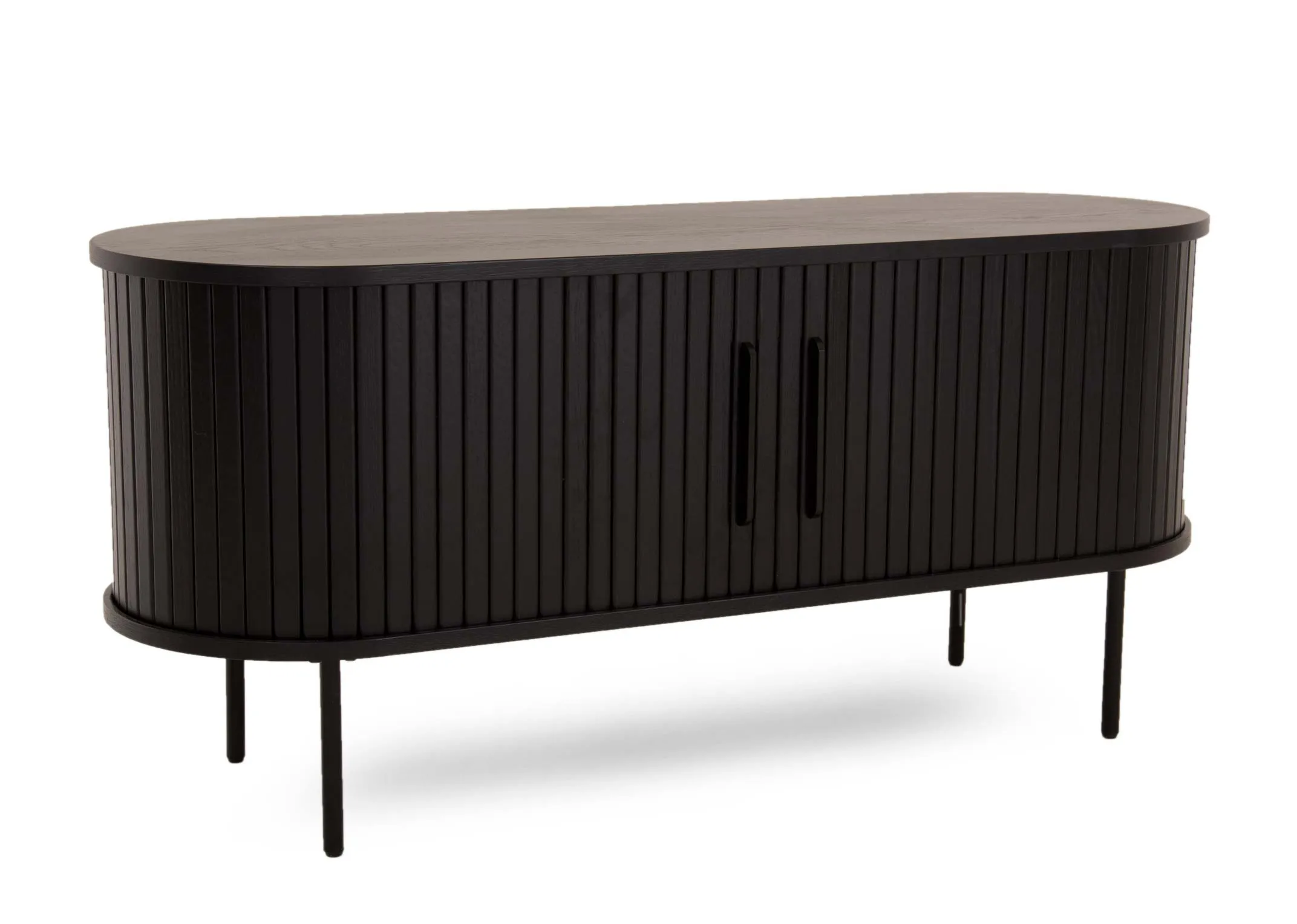 Black Oak Tambour Door TV Unit - Nola