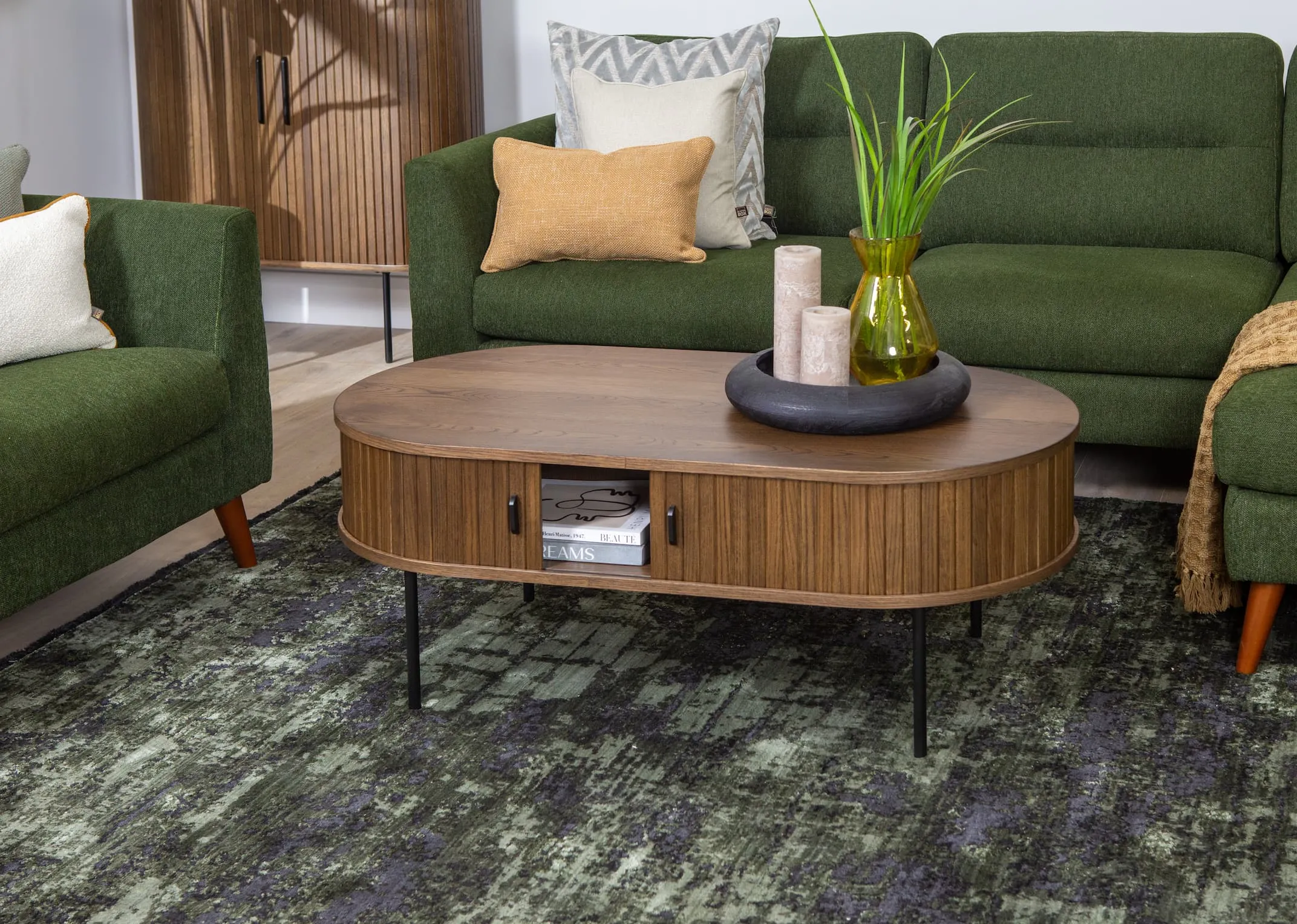 Oval Smoked Oak Coffee Table - Nola