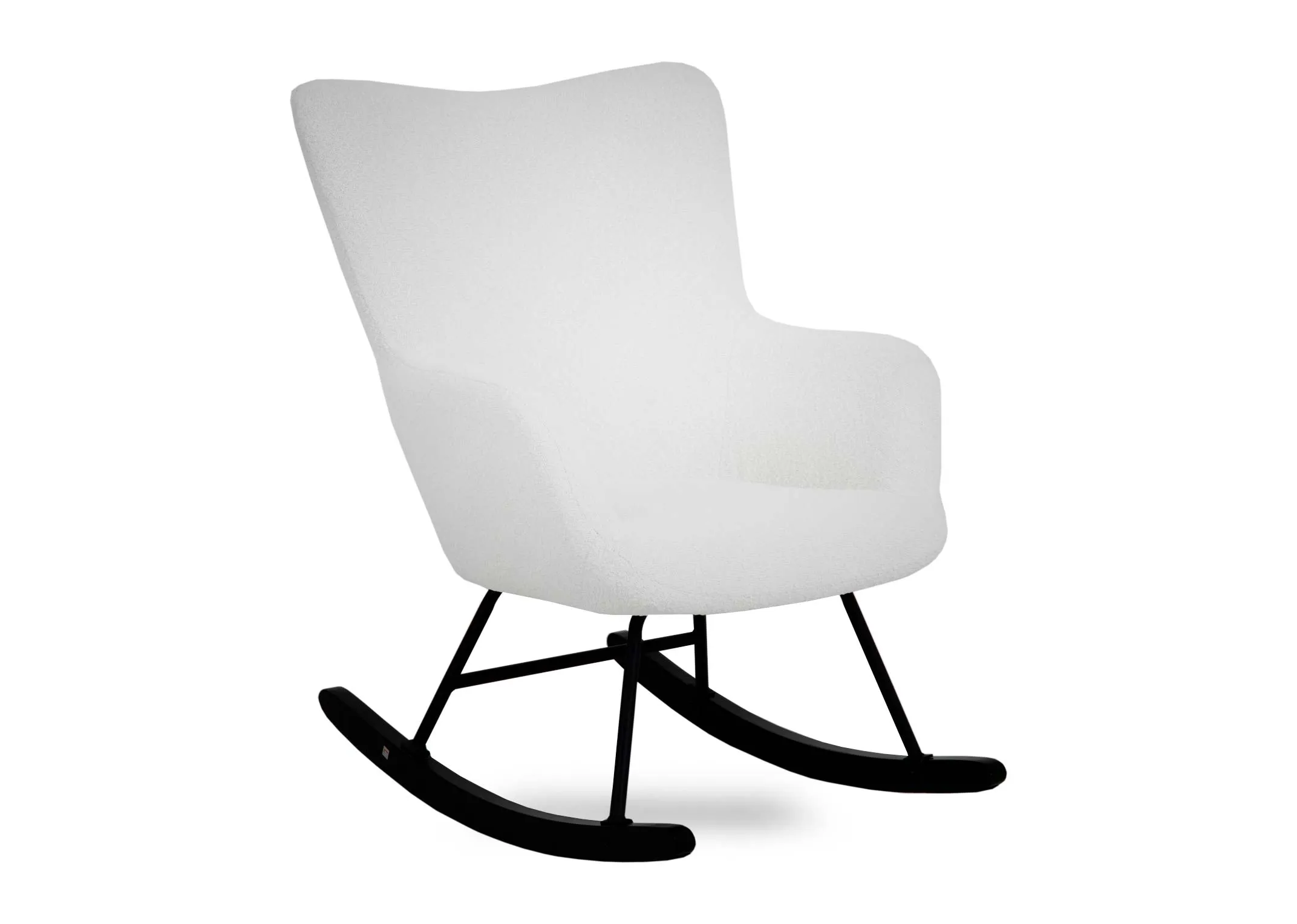 Off White Boucle Black Leg Rocking Chair - Percy