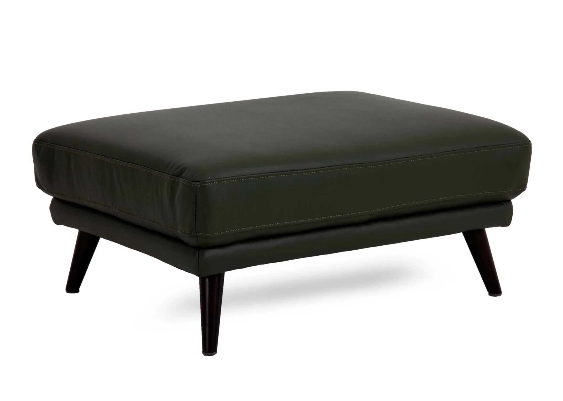Green Leather Footstool - Toscana