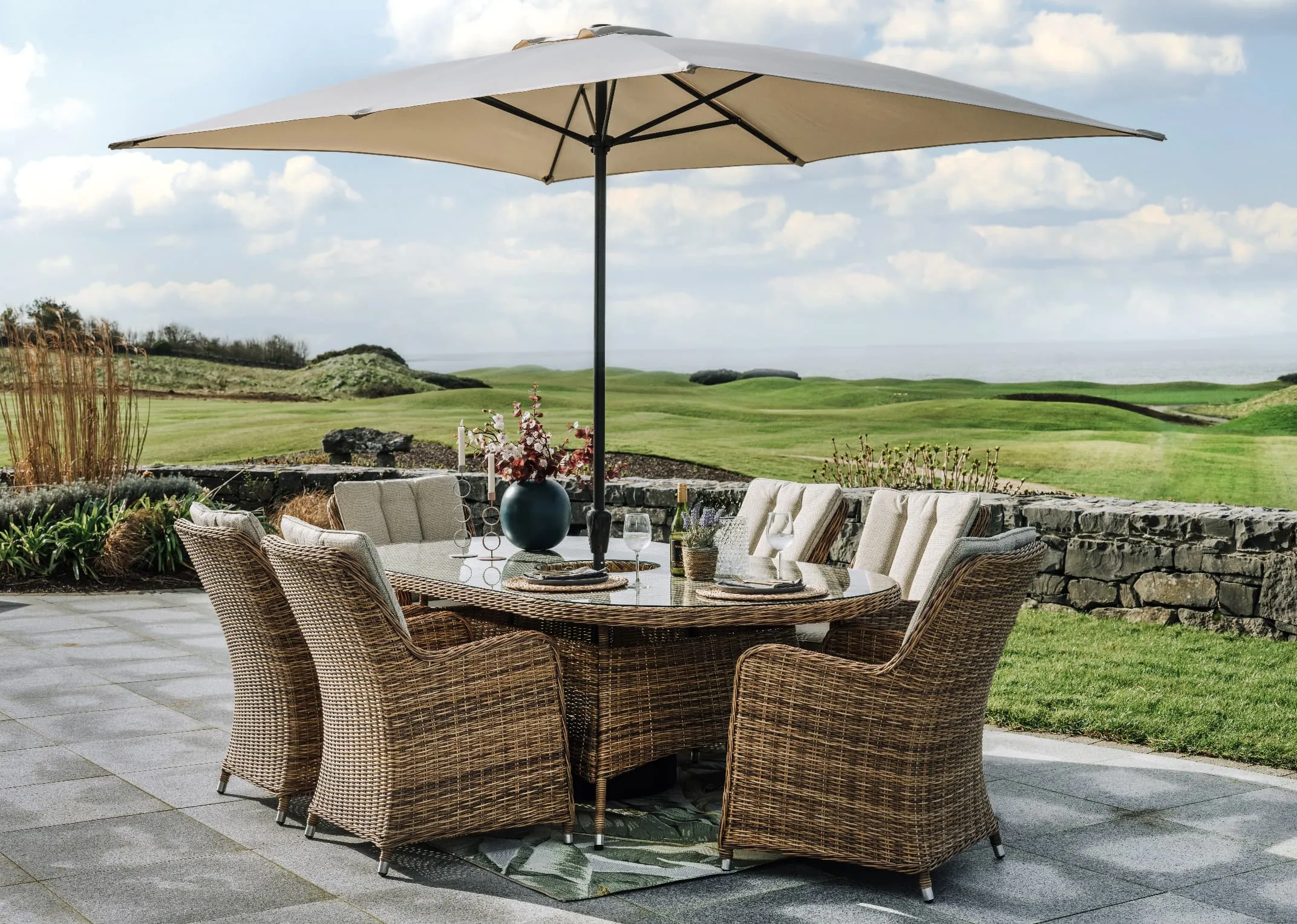 Oval Garden Table 8 Rattan Chair Set Brisbane EZ Living Furniture