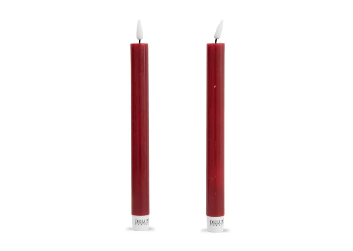 Set of 2 Medium Red Dinner LED Candle - Deluxe