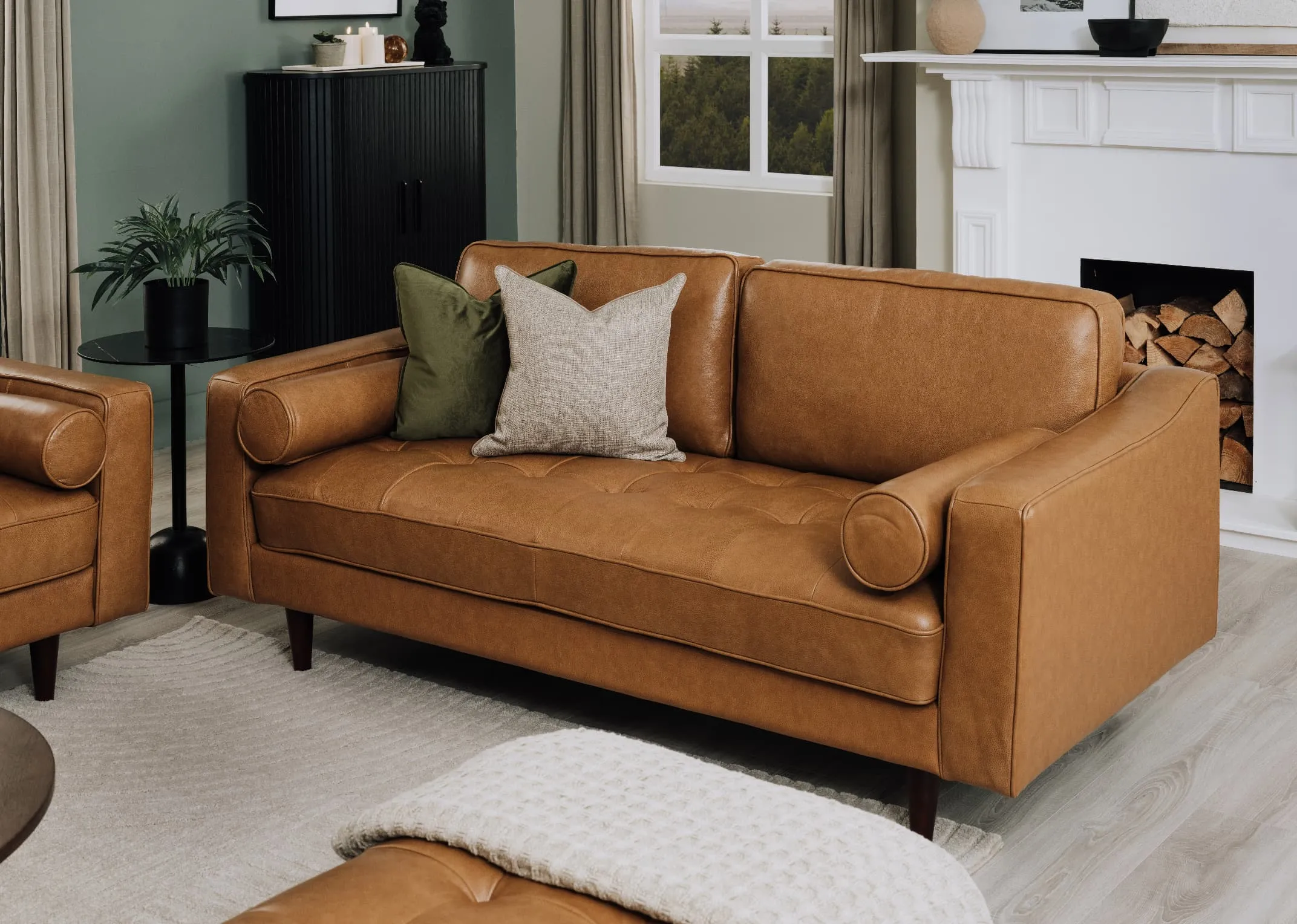 2.5 Seater Tan Leather Sofa - Genoa