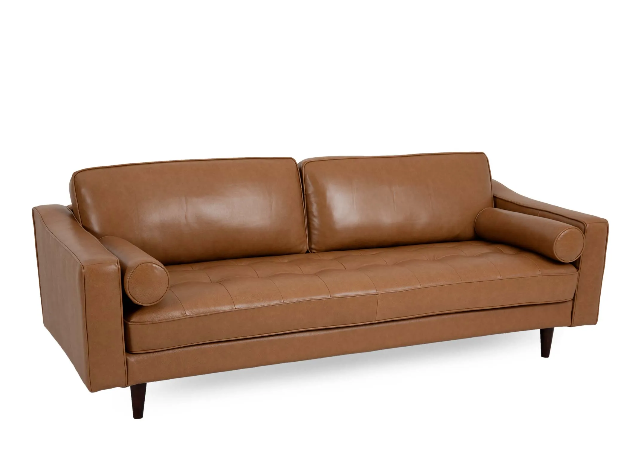 3 Seater Tan Leather Sofa - Genoa