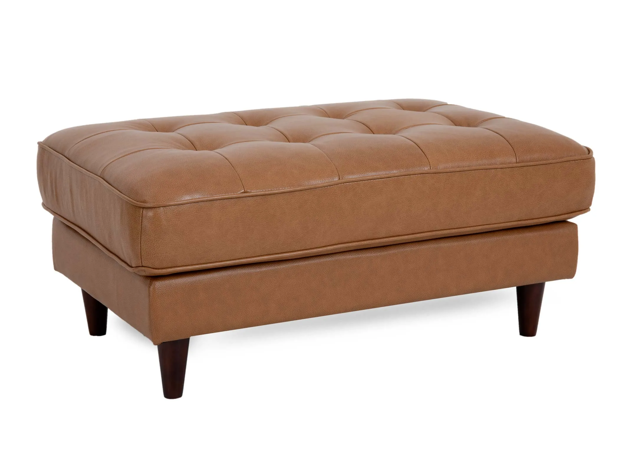 Tan Leather Footstool - Genoa