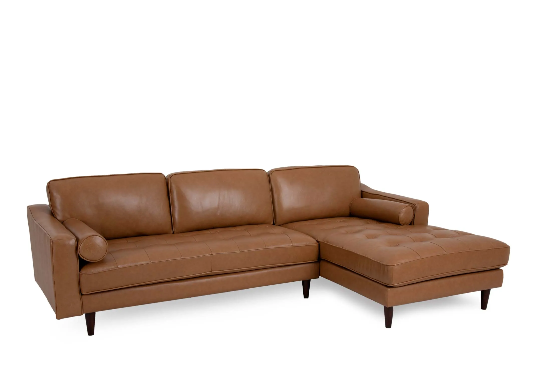 Tan Leather RHF Corner Chaise - Genoa