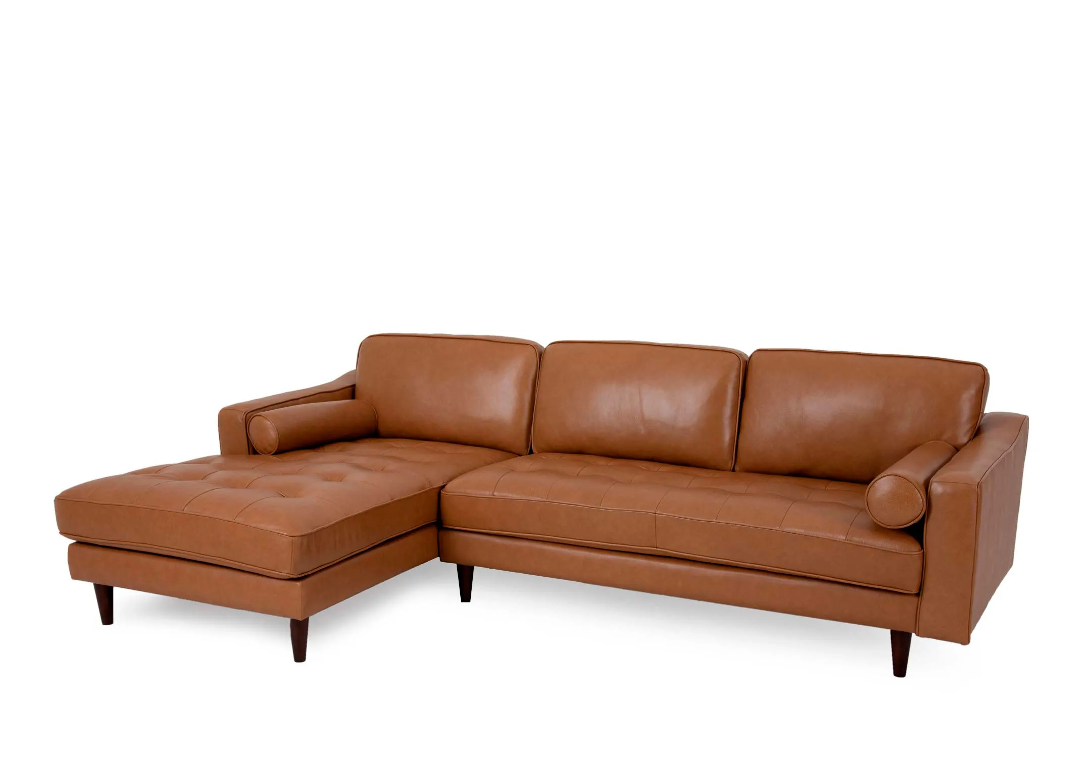 Tan Leather LHF Corner Chaise - Genoa