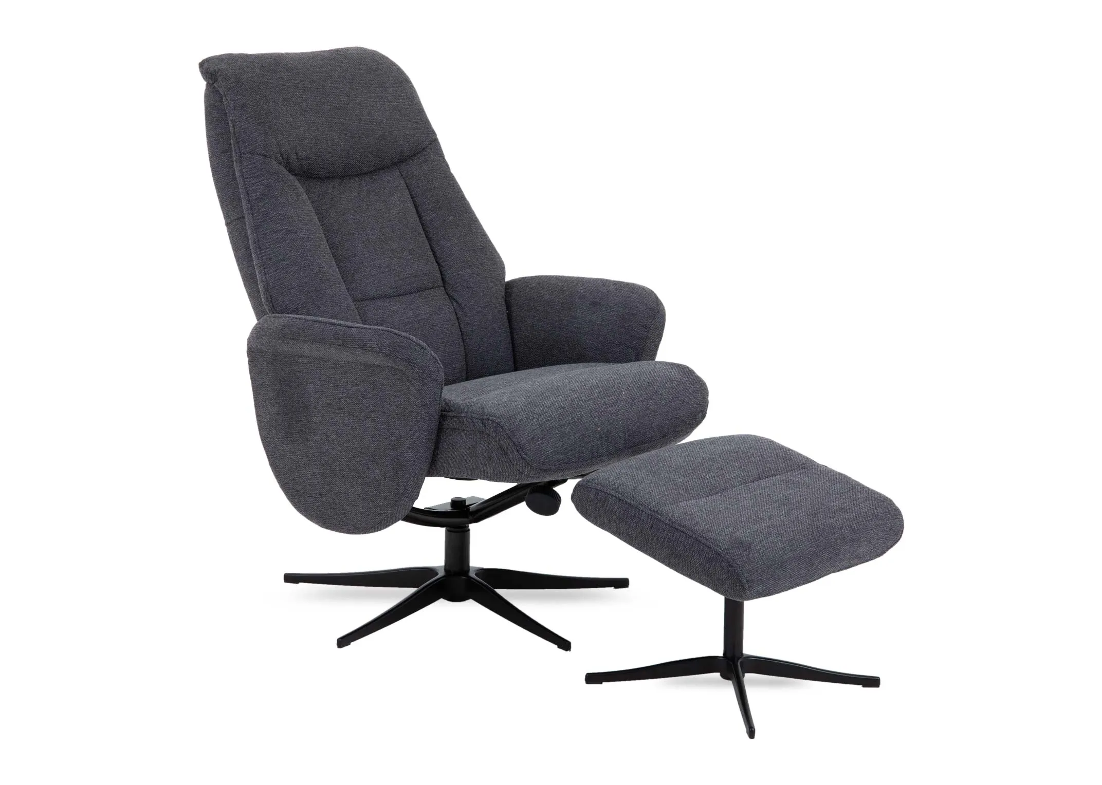 Grey Fabric Recliner with Ottoman - Harry