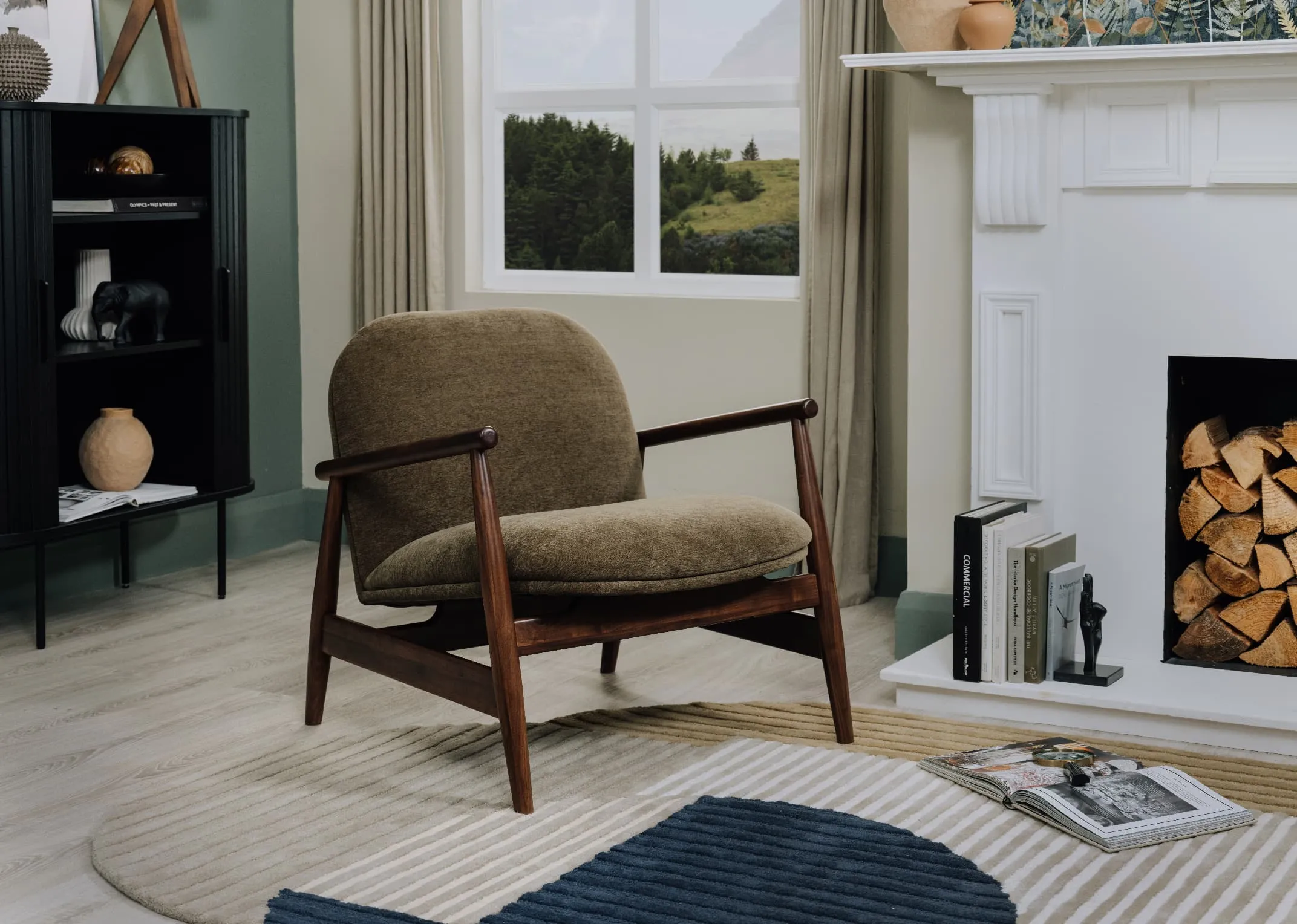 Green Fabric Lounge Chair - Noir