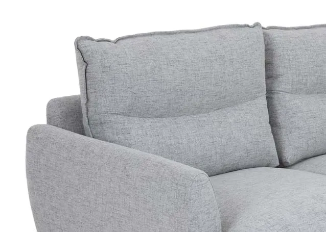 A 2.5 seater silver fabric sofa from EZ Livings Marlyn range. Closeup of fabric finish.