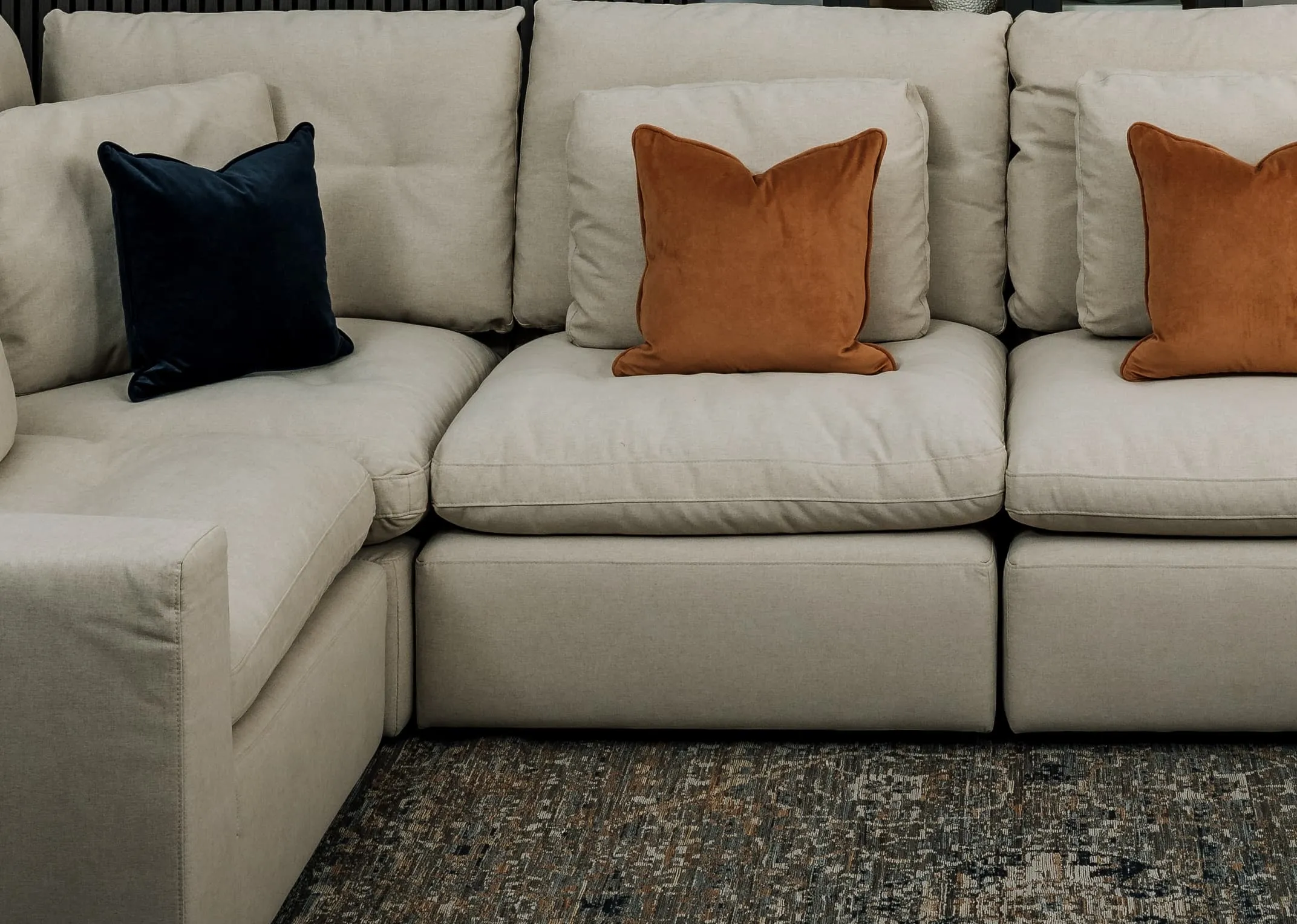 Beige Easy Clean Fabric Armless Unit - Cozy