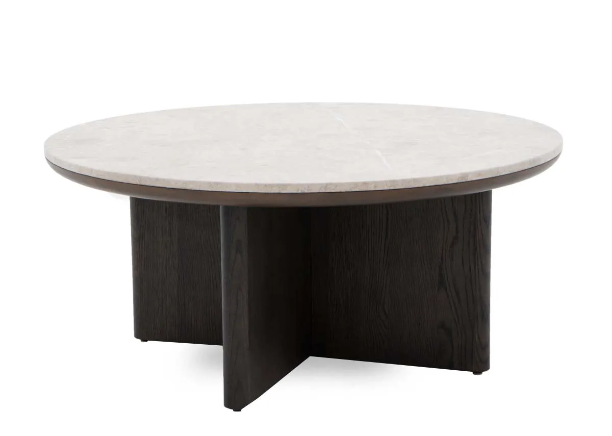 Dark Brown Coffee Table with Marble Top - Ritz
