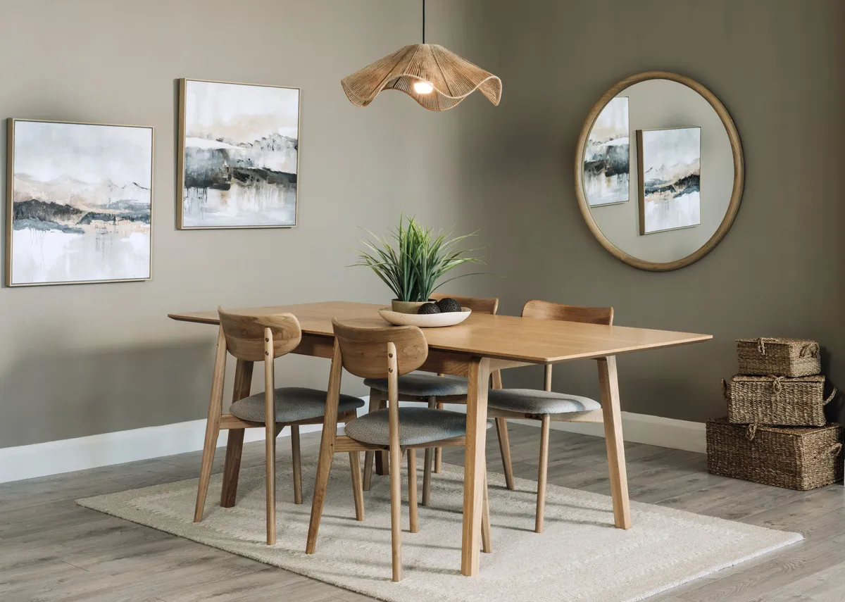 190cm - 290cm Natural Oak Dining Table - Bari