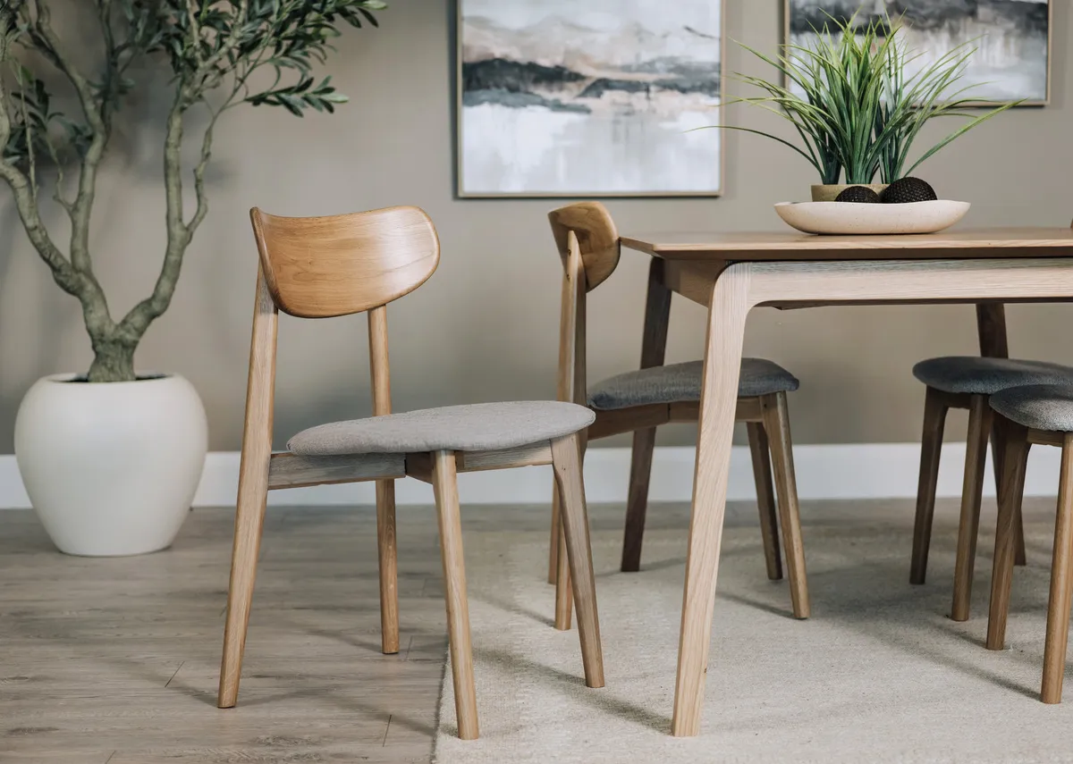 Natural Oak Dining Chair with Cream Seat - Bari