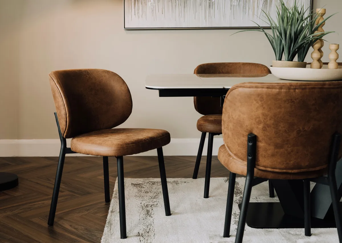 Tan Faux Leather Dining Chair - Swan - EZ Living Furniture