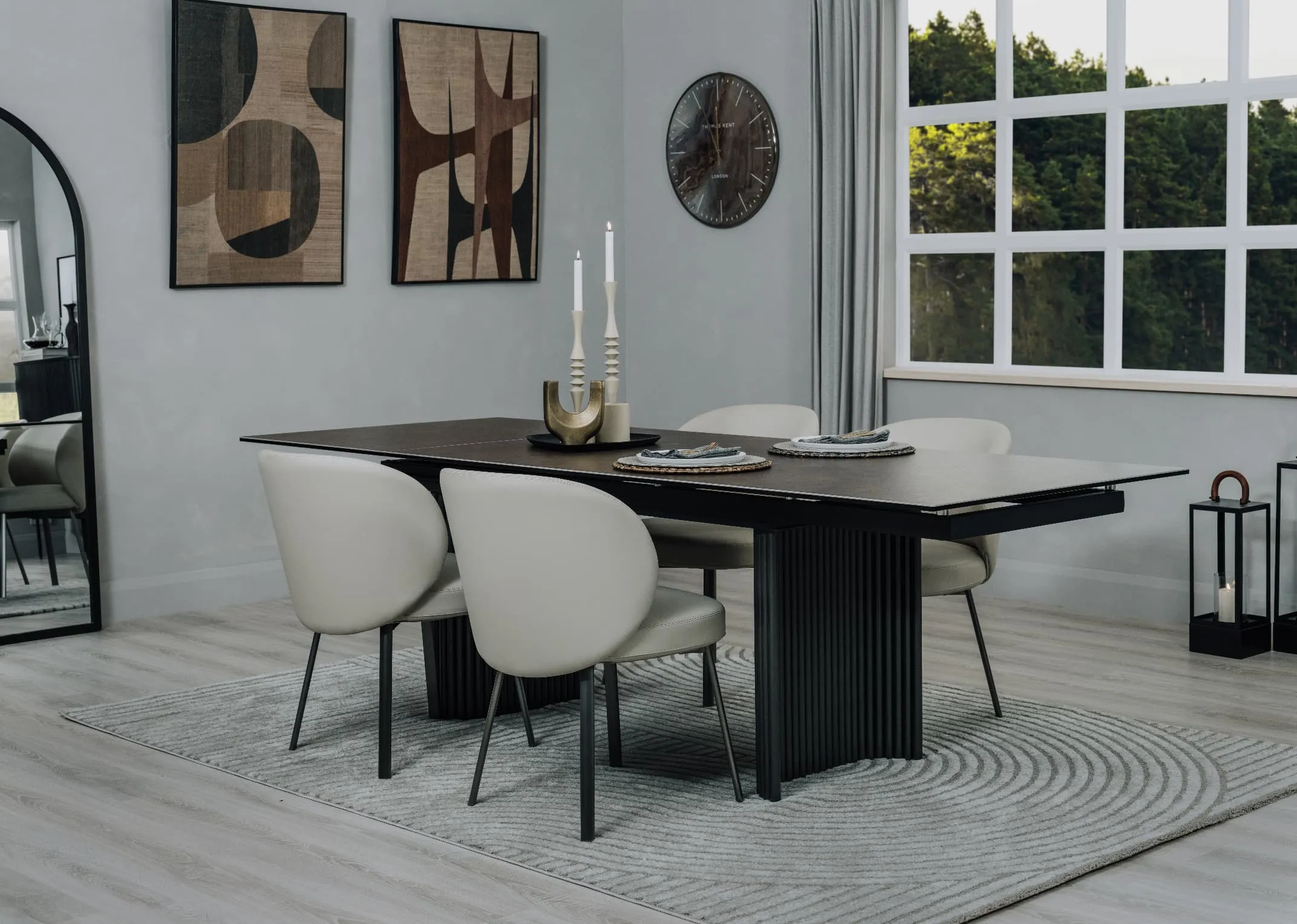 Brown Ceramic & Metal Extendable Dining Table - Eton