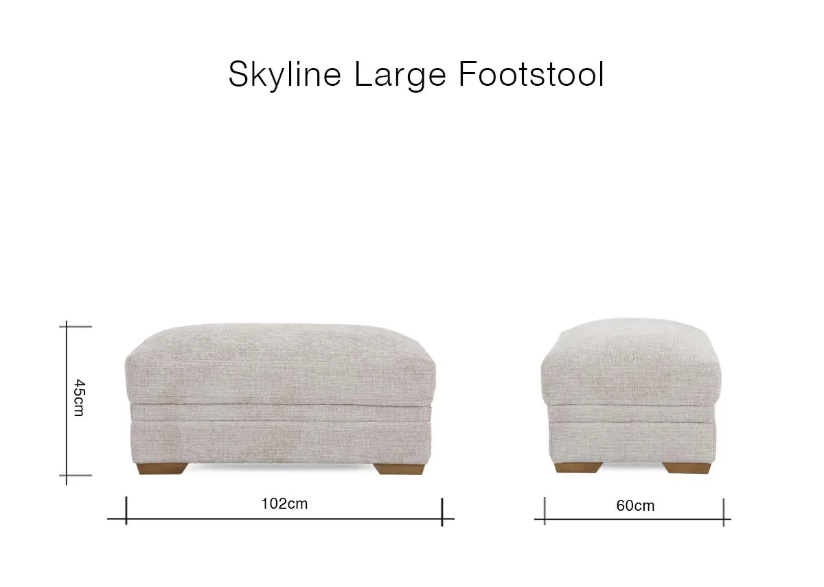 A dimension image of the Skyline Large Footstool with 102cm x 60cm x 45cm