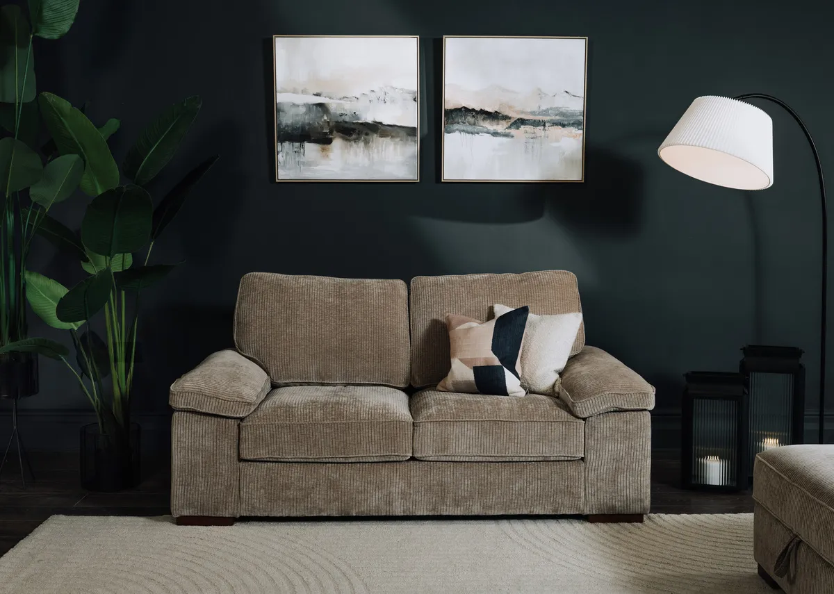 2 Seater Beige Corduroy Sofa - Westport