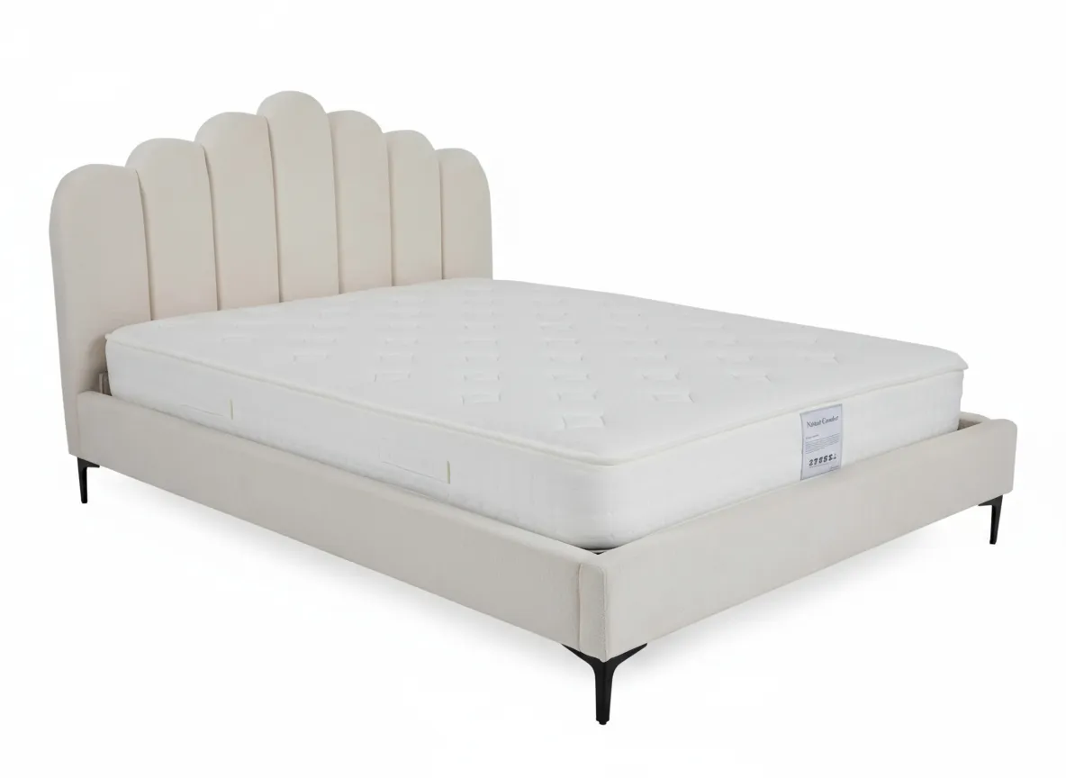 King Size (5ft) Cream Fabric Bed Frame - Faye
