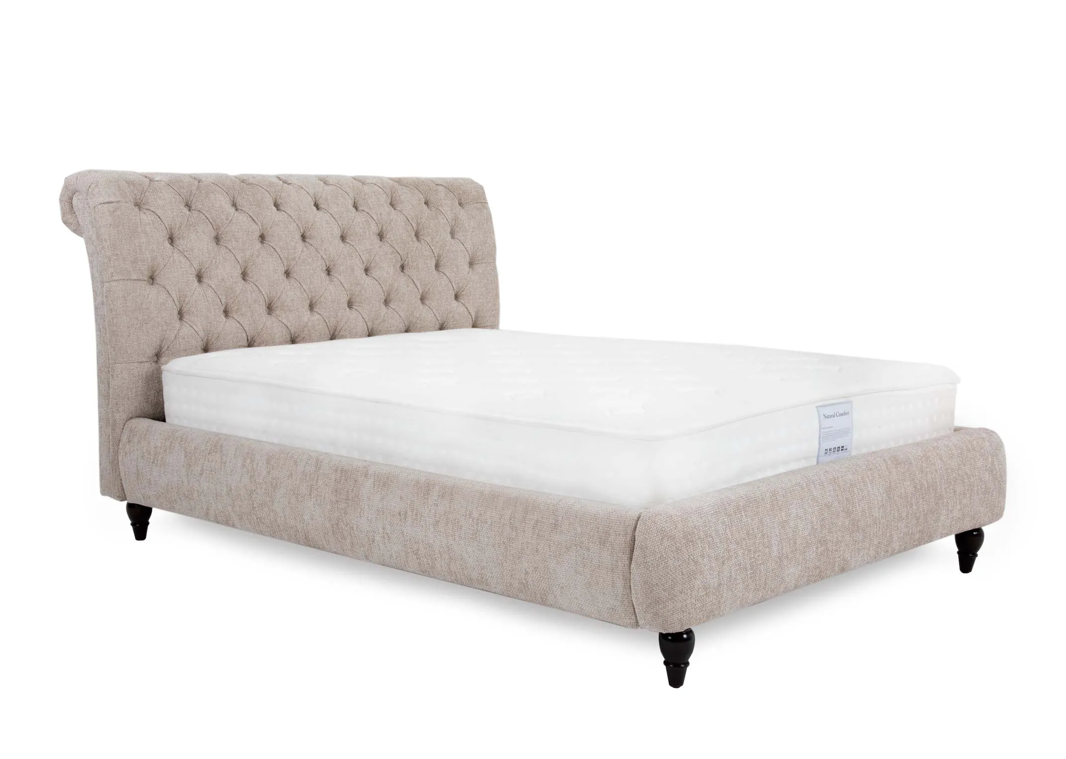 King Size (5ft) Beige Fabric Bed Frame - Duchess