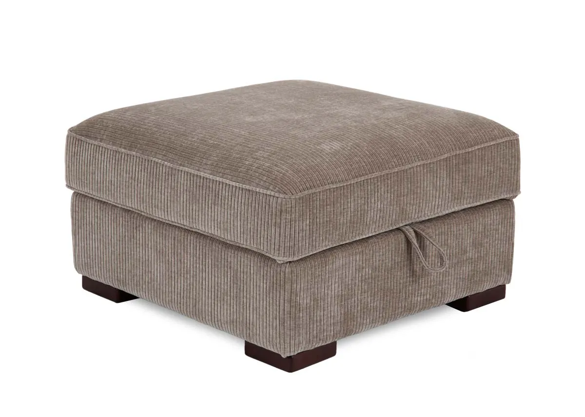 Beige Corduroy Storage Footstool - Westport