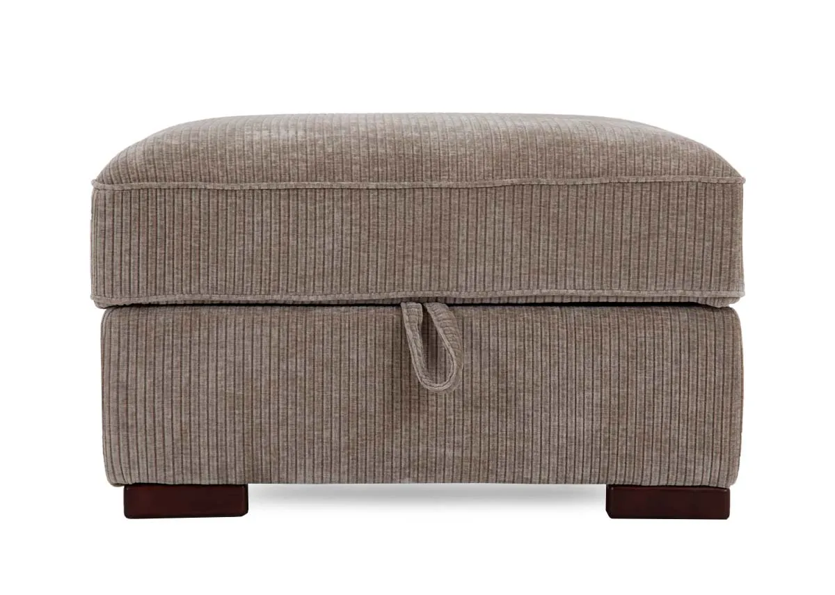 A beige square cord footstool from EZ Livings Westport range. Front view